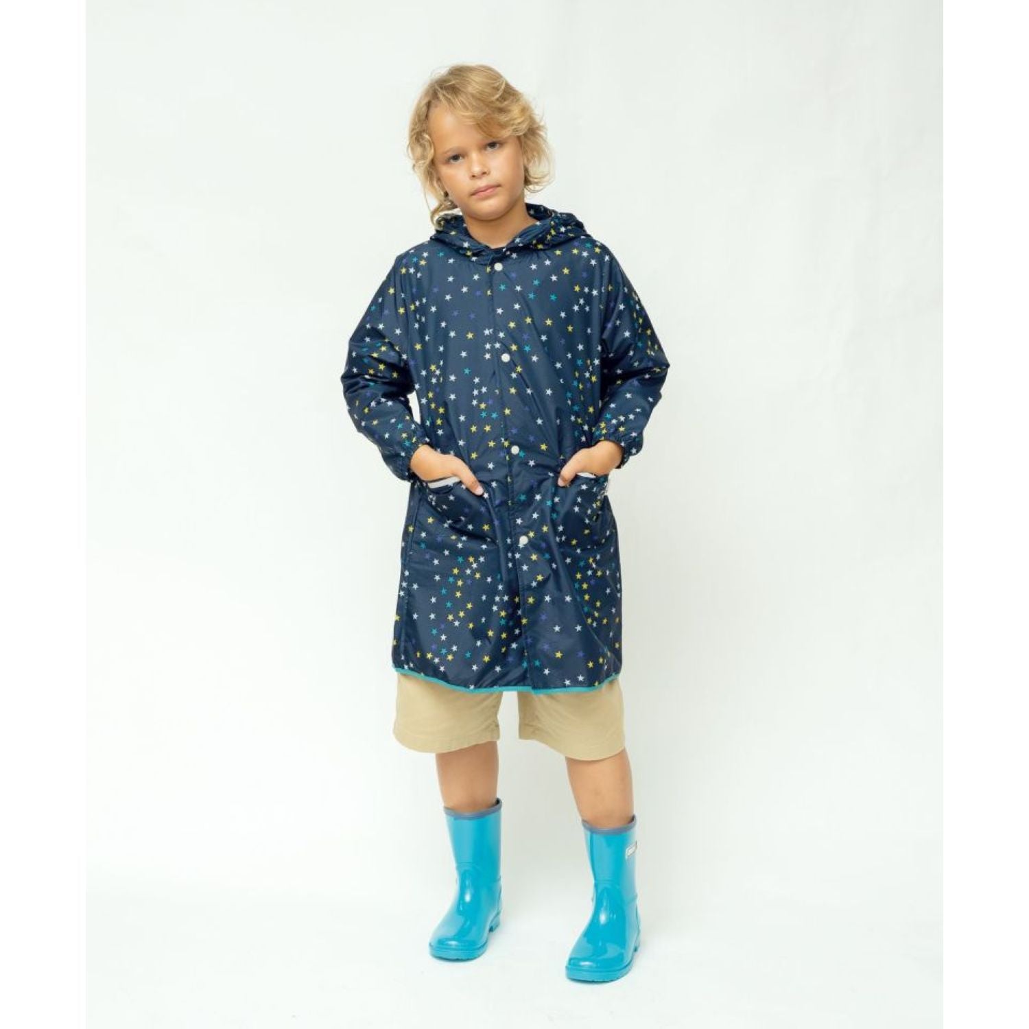 WPC Kids Rain Coat Large (120cm-140cm) (Colorful Stars)
