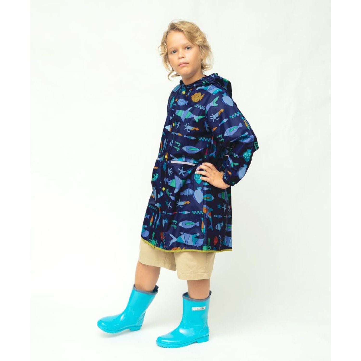 WPC Kids Rain Coat Large (120cm-140cm) (Sea Animals)