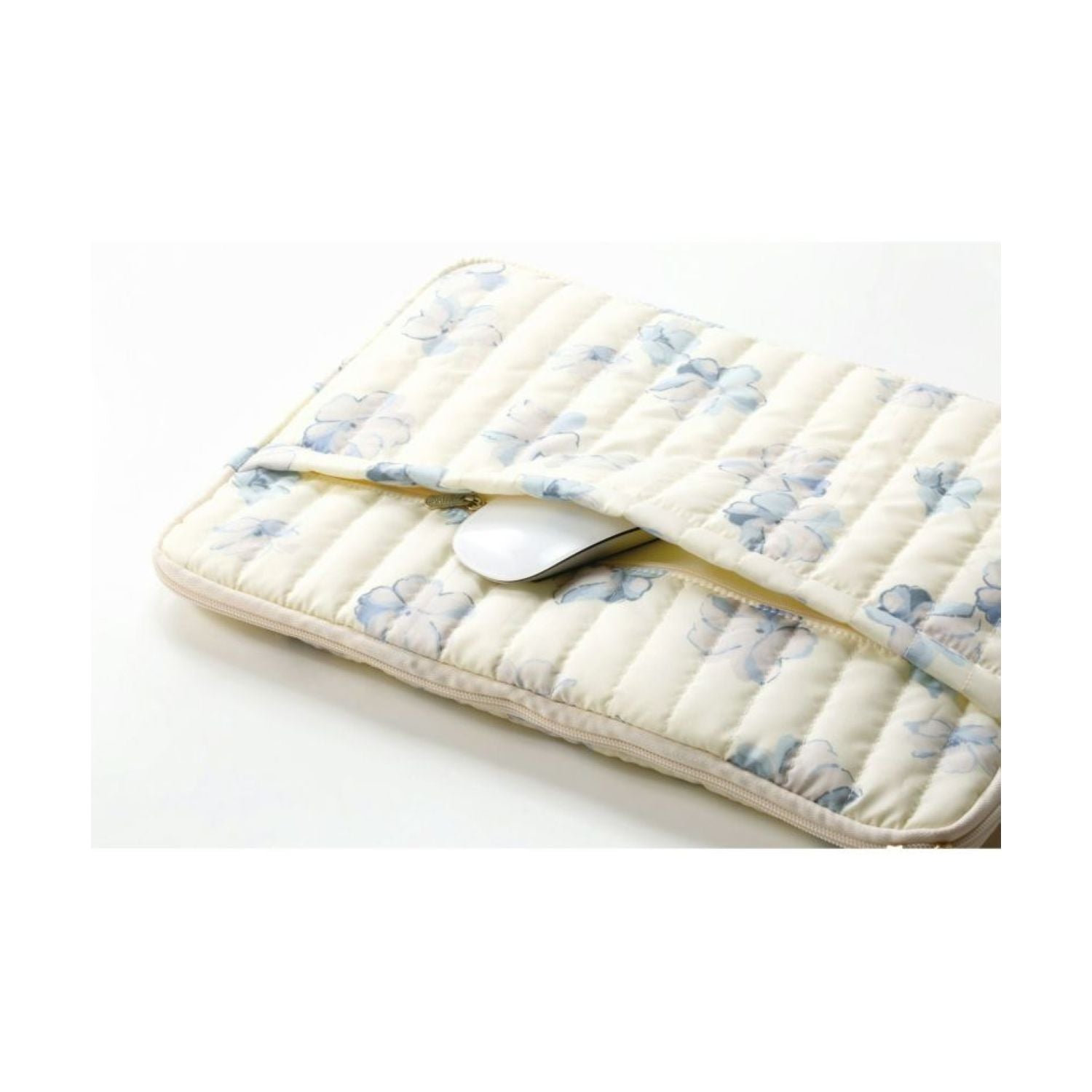WPC Quilting Laptop Case L (15cm) Water Repellent (Creamy Flower Off White)