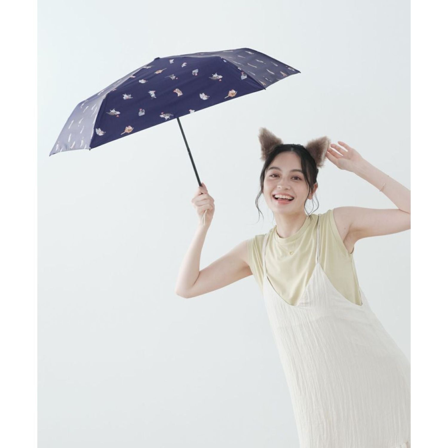 WPC X Masayuki Oki Neko UV Protection UPF 50+ Umbrella 49cm (Navy)