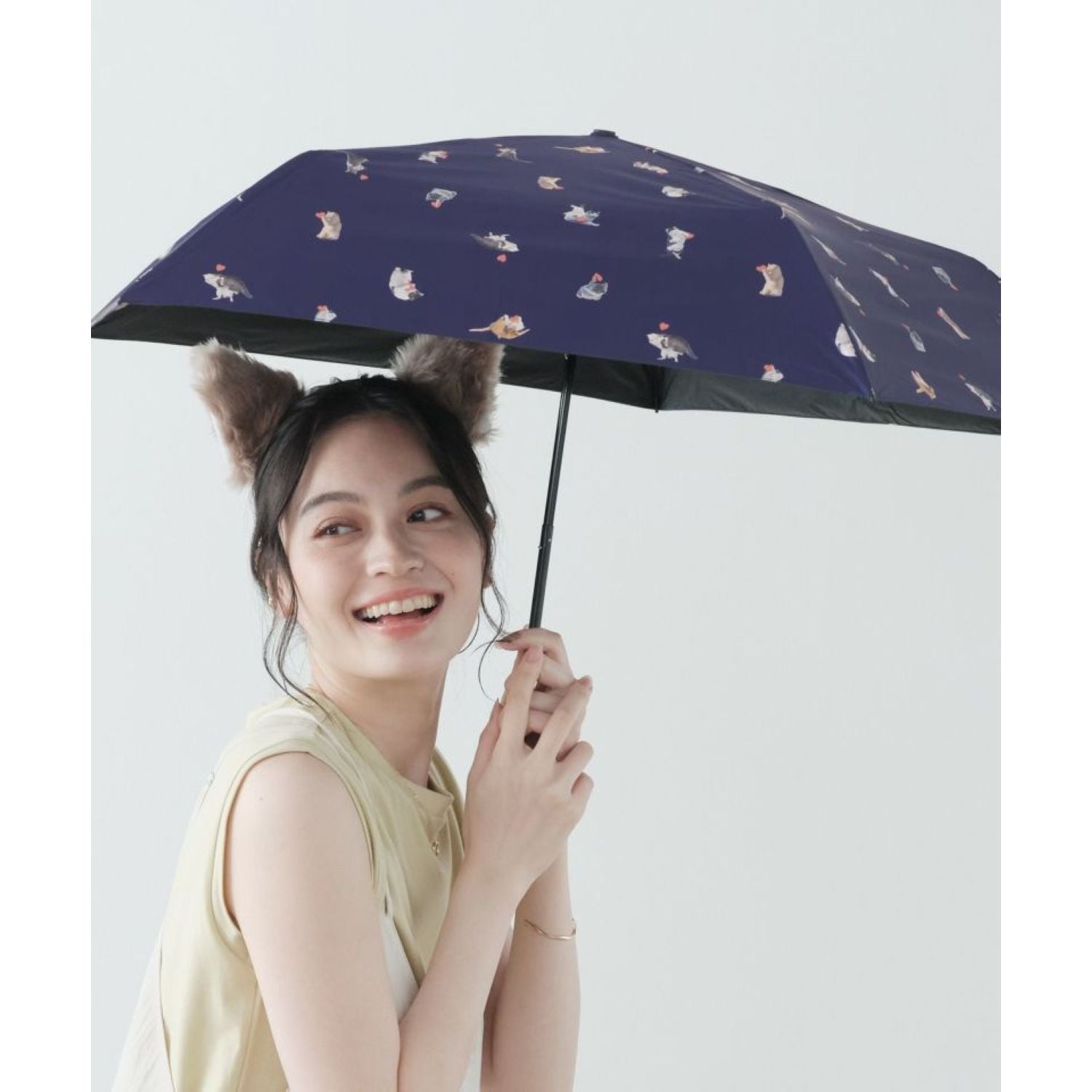 WPC X Masayuki Oki Neko UV Protection UPF 50+ Umbrella 49cm (Navy)