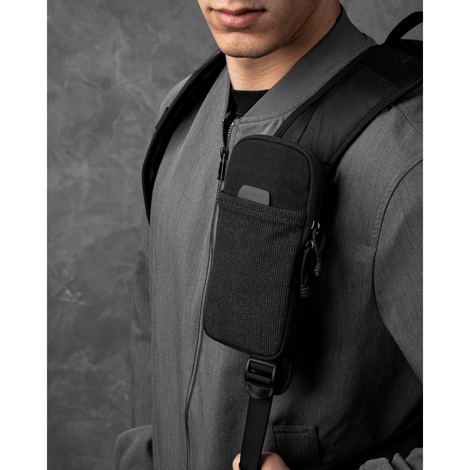 ALPAKA Modular Shoulder Pocket Slim Nylon Washed  Axoflux 400D (Black)