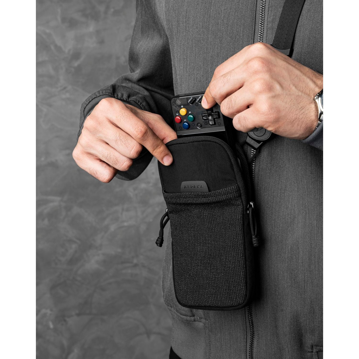 ALPAKA Modular Shoulder Pocket Slim Nylon Washed  Axoflux 400D (Black)