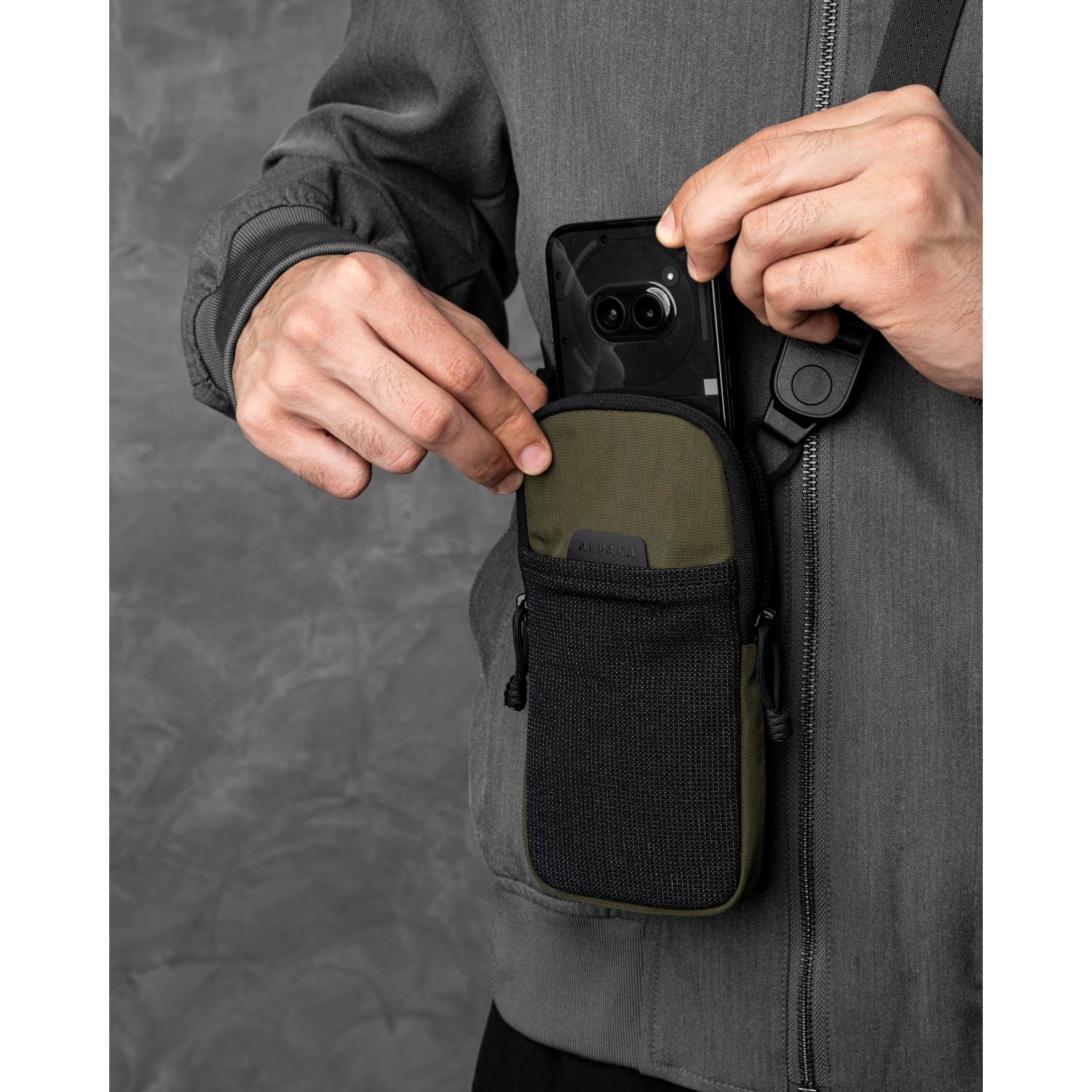 ALPAKA Modular Shoulder Pocket Slim Nylon Washed  Axoflux 400D (Green)