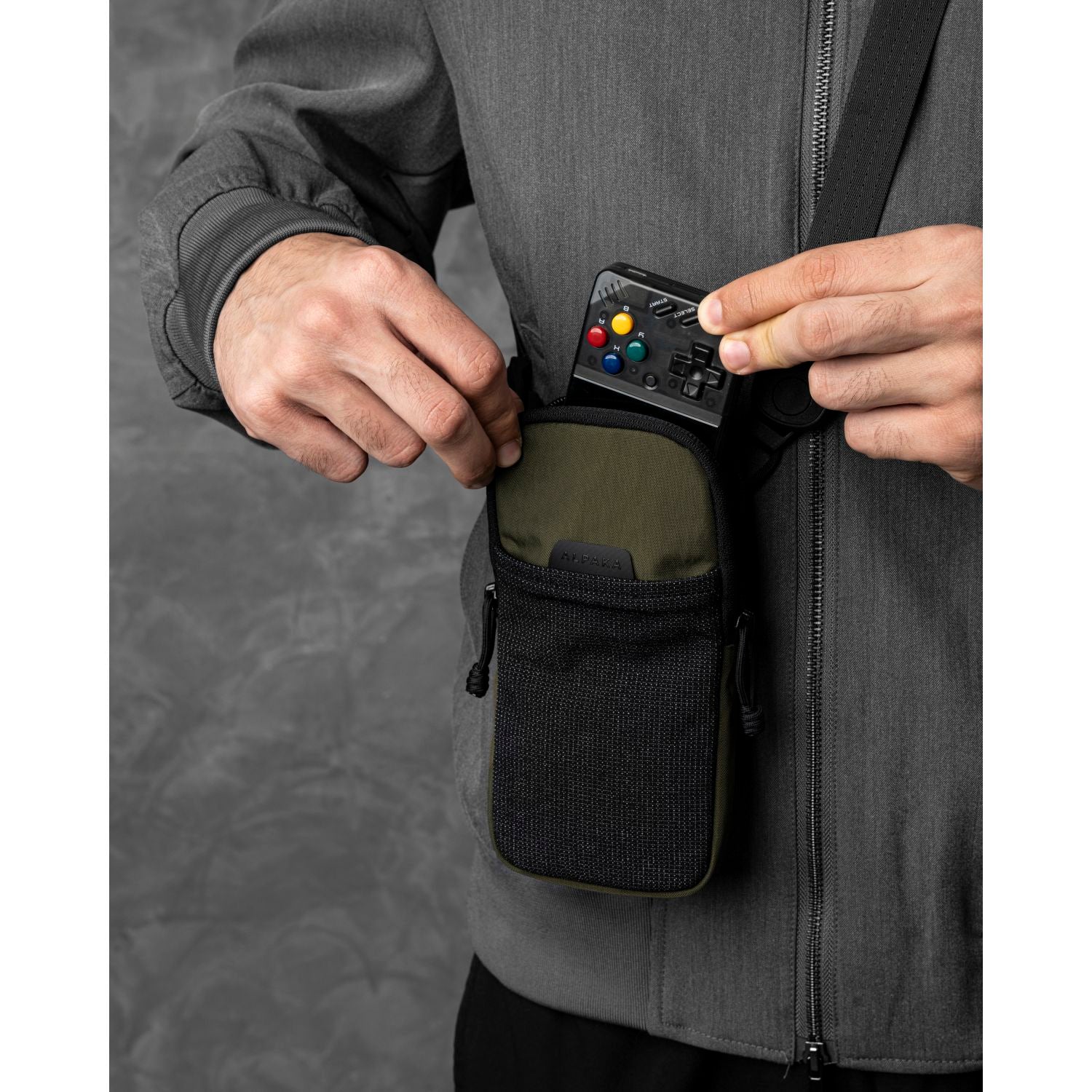 ALPAKA Modular Shoulder Pocket Slim Nylon Washed  Axoflux 400D (Green)