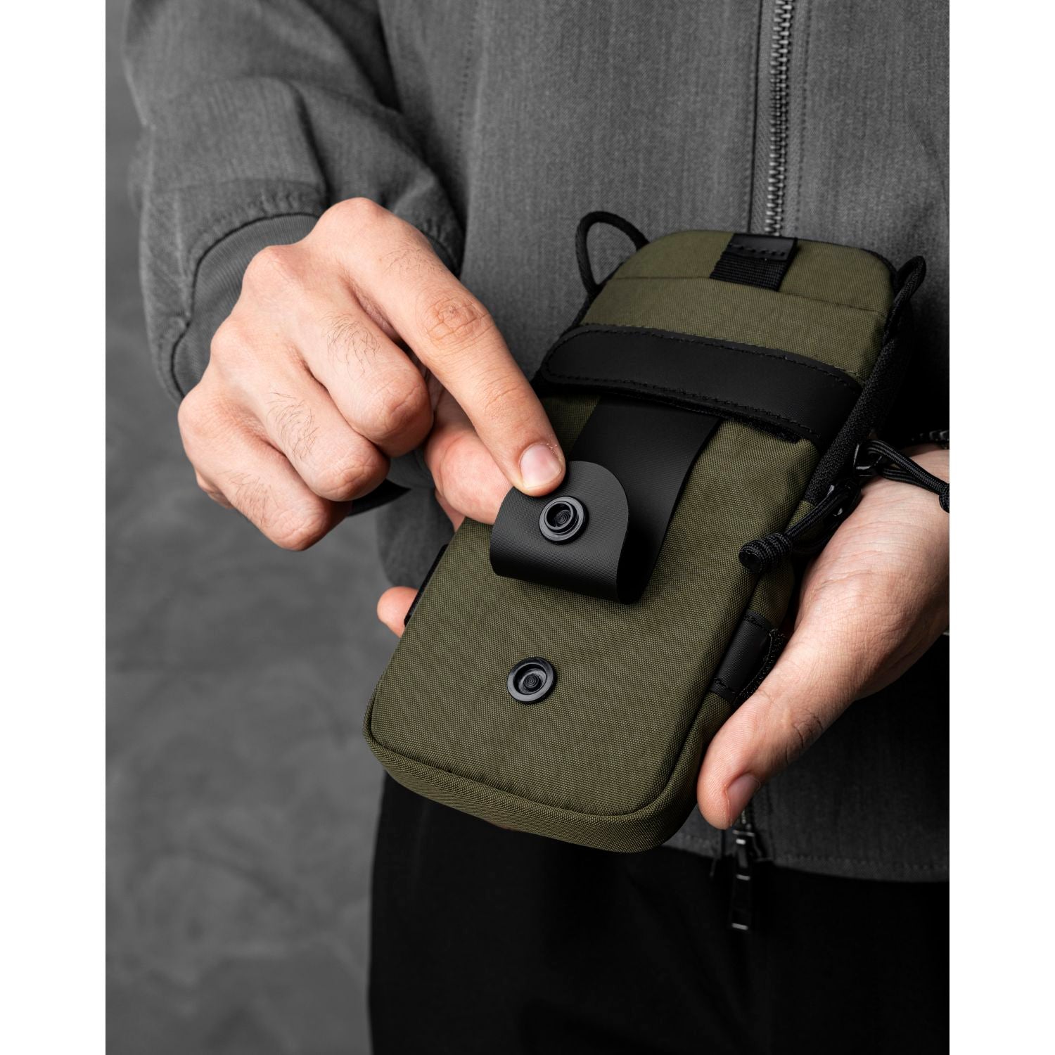 ALPAKA Modular Shoulder Pocket Slim Nylon Washed  Axoflux 400D (Green)