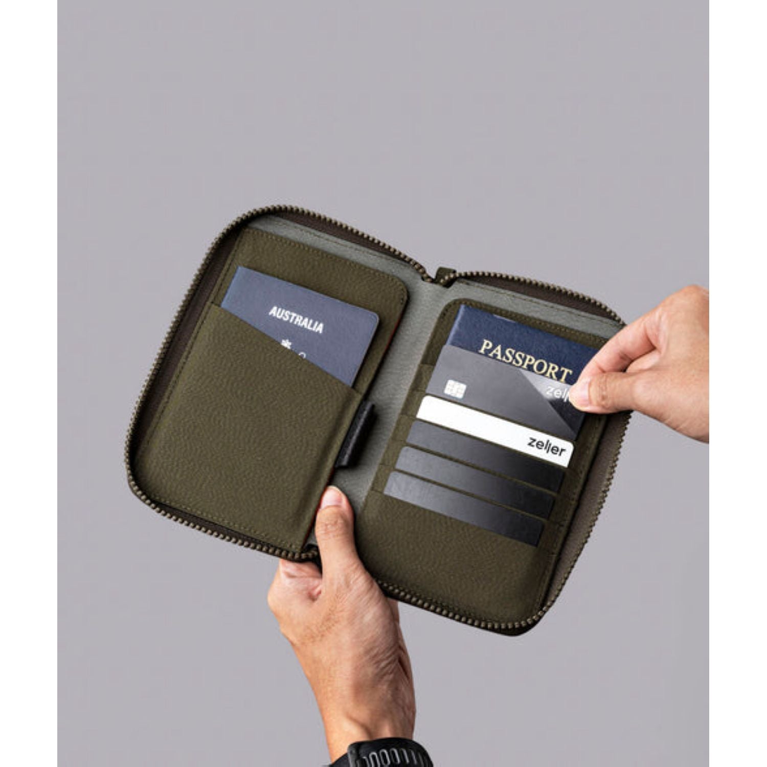 ALPAKA Zip Passport  Wallet Axogrid 300D (Army Green)