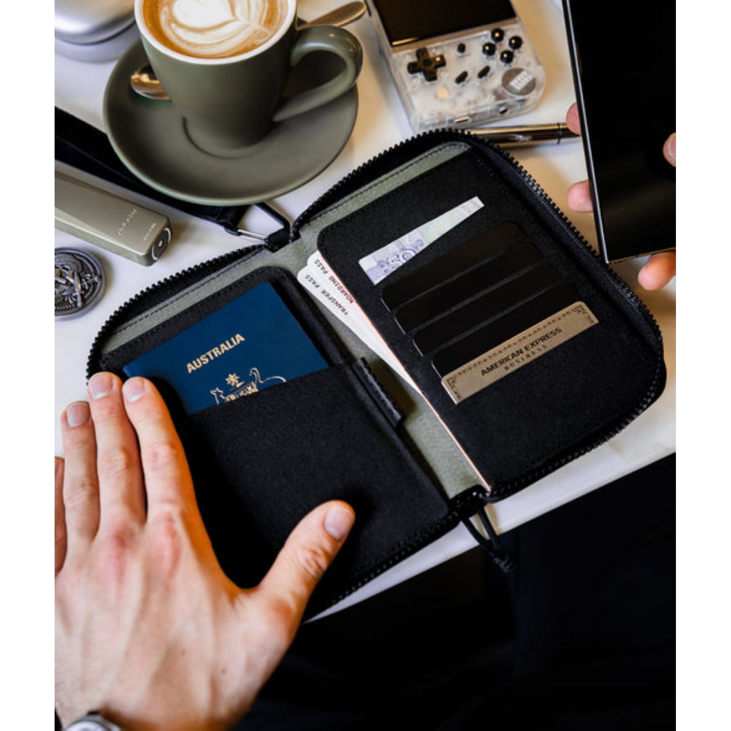 ALPAKA Zip Passport  Wallet Axogrid 300D (Black)