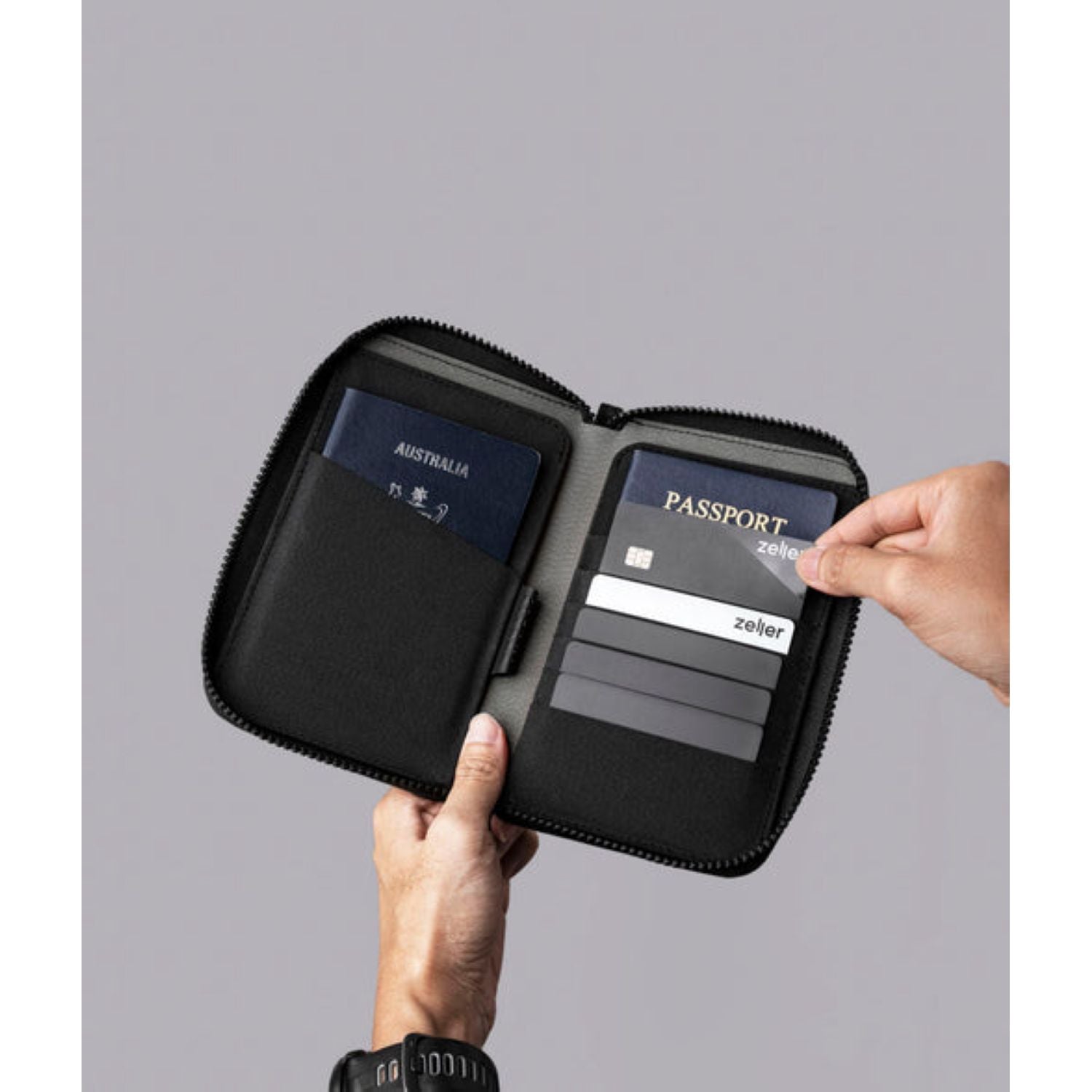 ALPAKA Zip Passport  Wallet Axogrid 300D (Black)