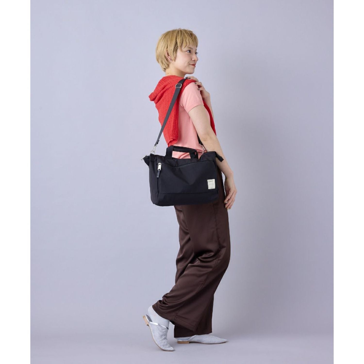 Anello Circle 2Way Tote Bag (Black)