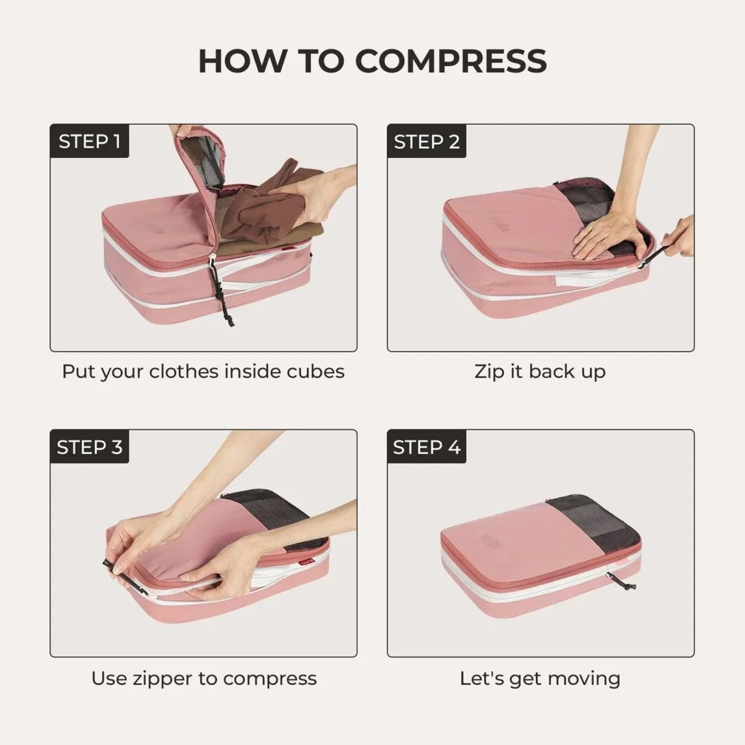 Bagsmart Blast 6-In-1 Compression Packing Cubes (Rose Dawn)