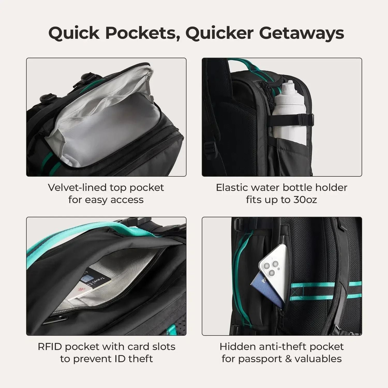 Bagsmart Blast Pro Quick Access Carry On Travel Backpack 40L (Black)