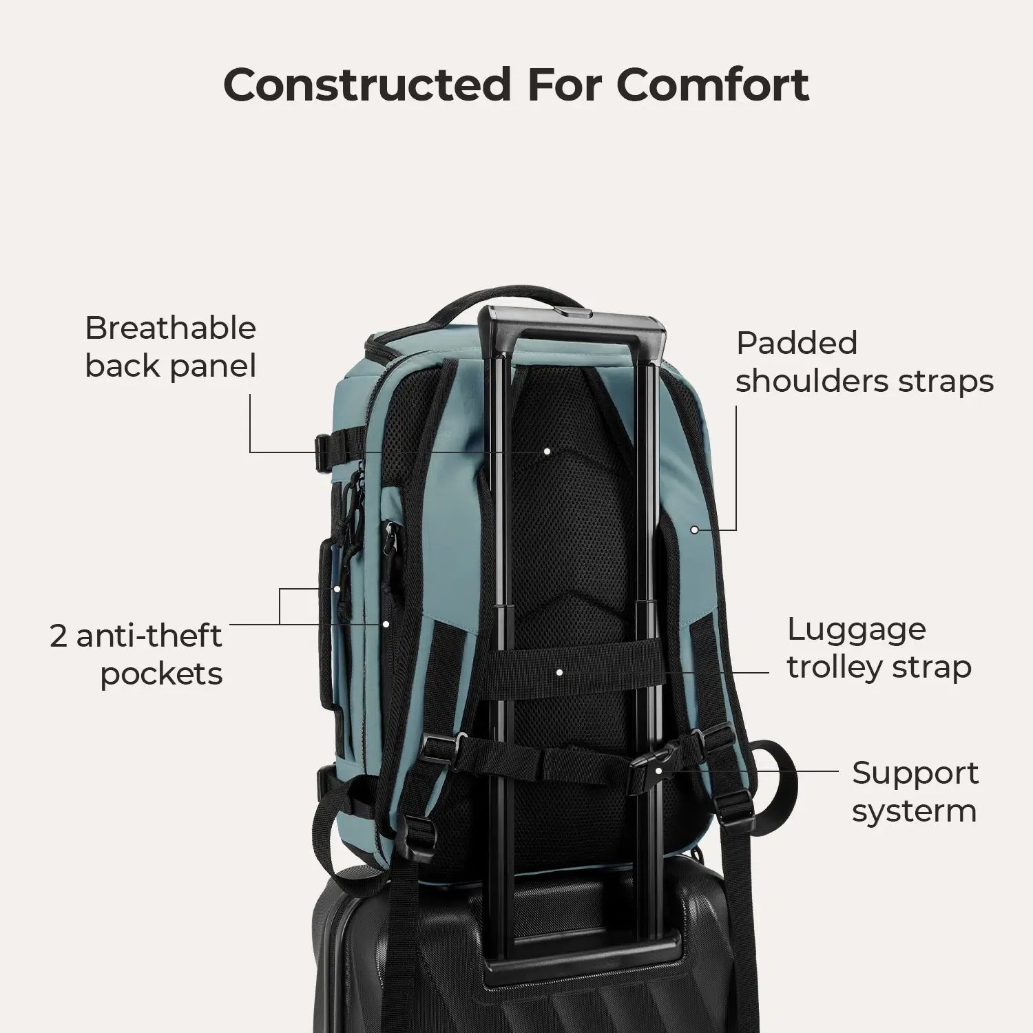 Bagsmart Blast Quick Access Carry On Travel Backpack Extended 38L (Arona)