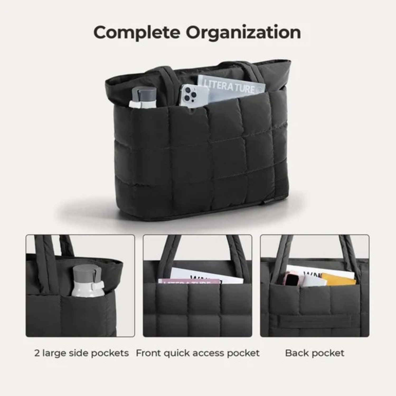 Bagsmart Bubble Puffer Tote 22L - 28L (Black)