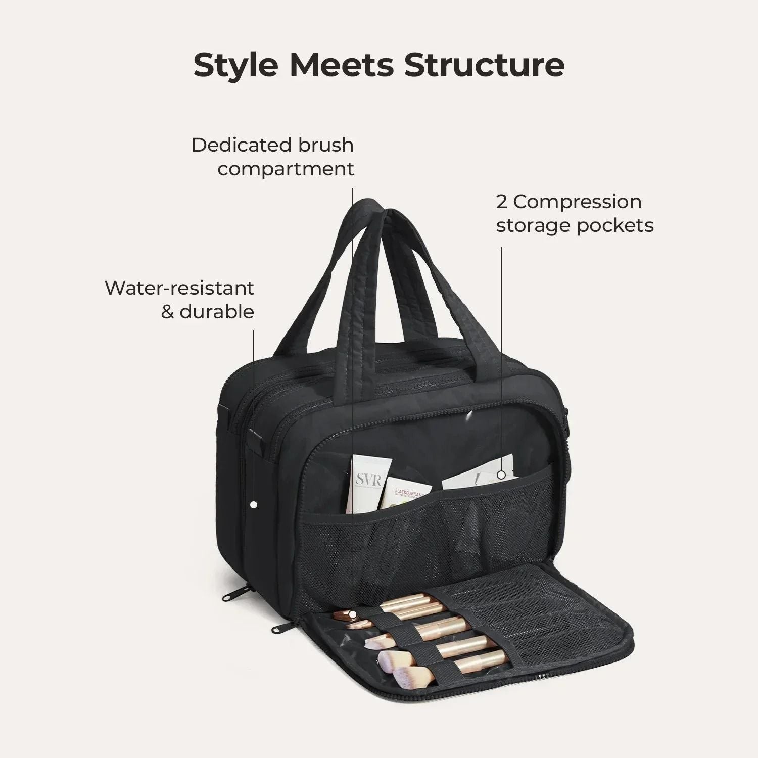 Bagsmart Crush Hanging Toiletry Bag (Black)