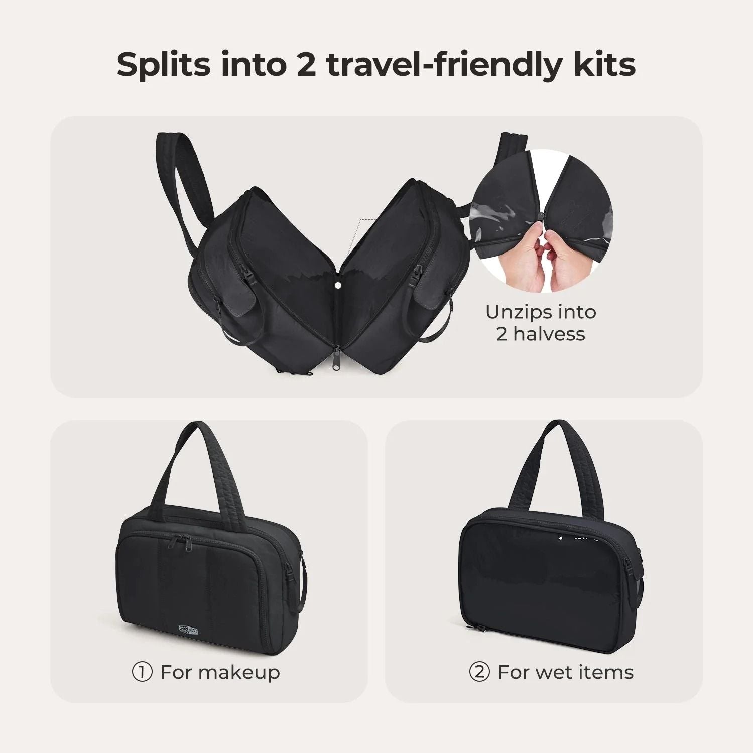 Bagsmart Crush Hanging Toiletry Bag (Black)