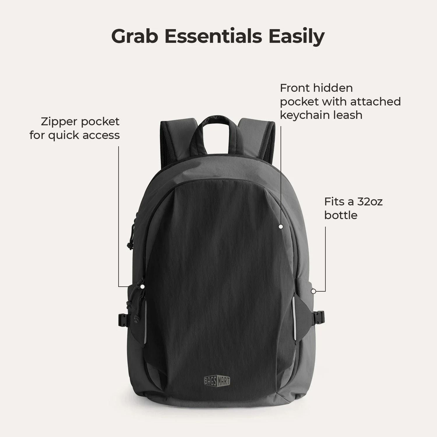 Bagsmart Soar 180° Open Clamshell Travel Backpack 25L Set (Shadow)