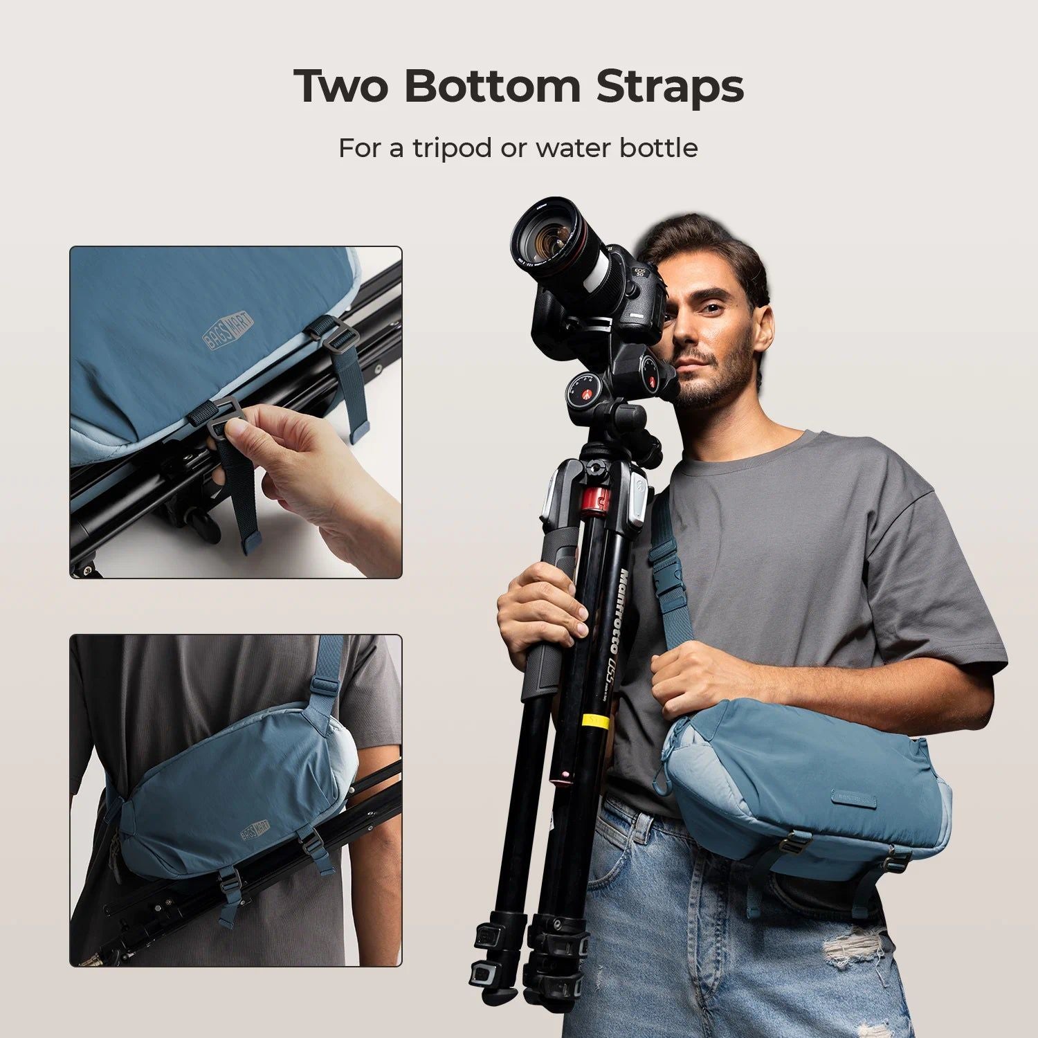 Bagsmart Soar Camera Sling Bag With Tripod Holder 6L (Dark Blue)