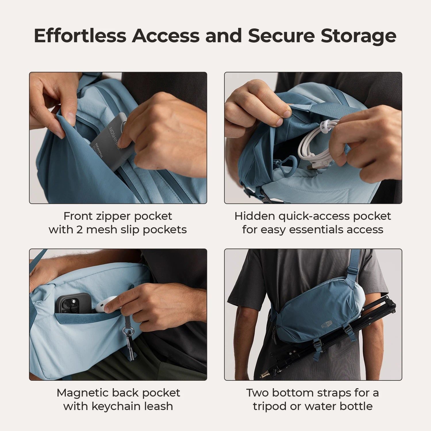 Bagsmart Soar Camera Sling Bag With Tripod Holder 6L (Dark Blue)