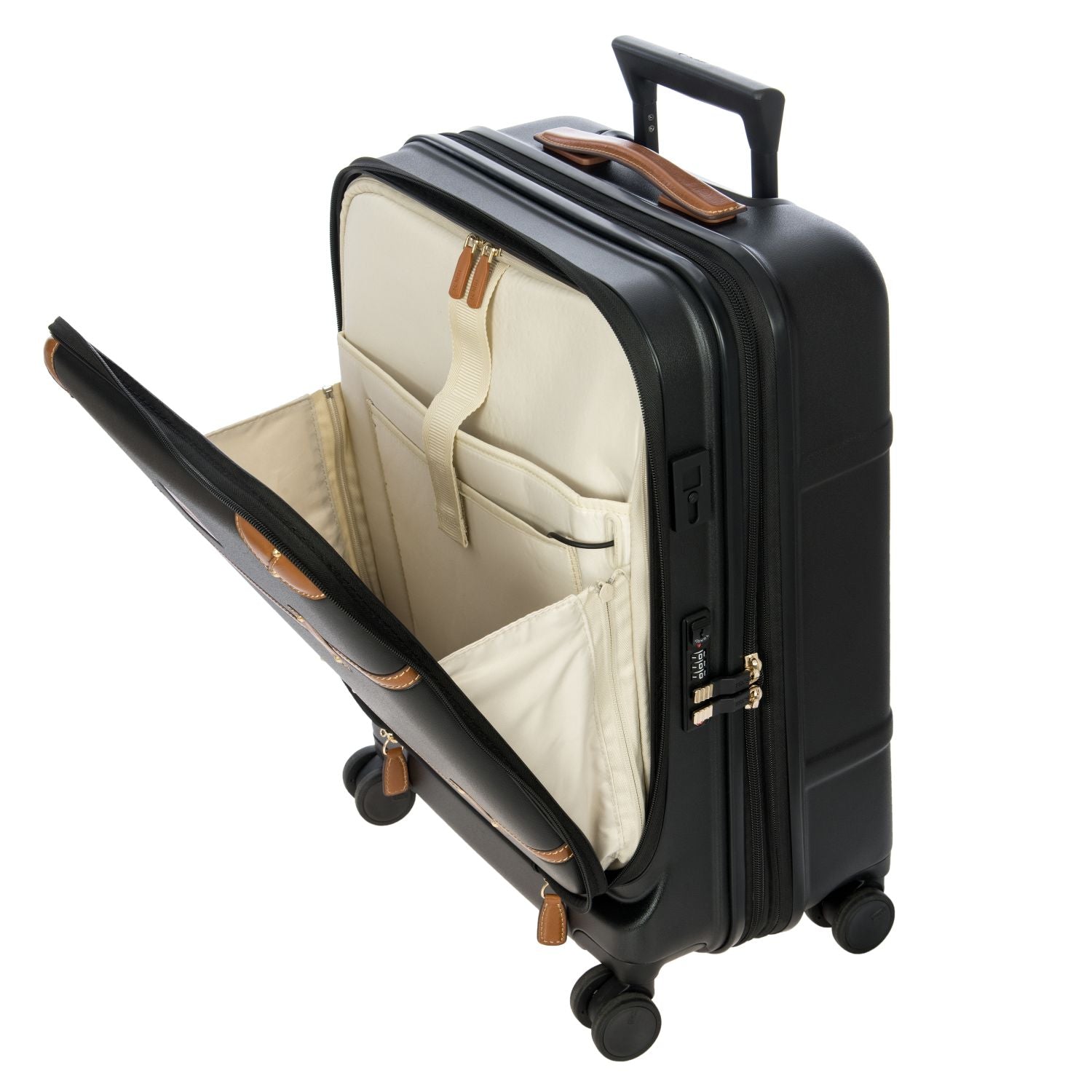 BRIC'S Bellagio 3 21" Expandable Carry-On Luggage Spinner + Pocket with USB (Black)