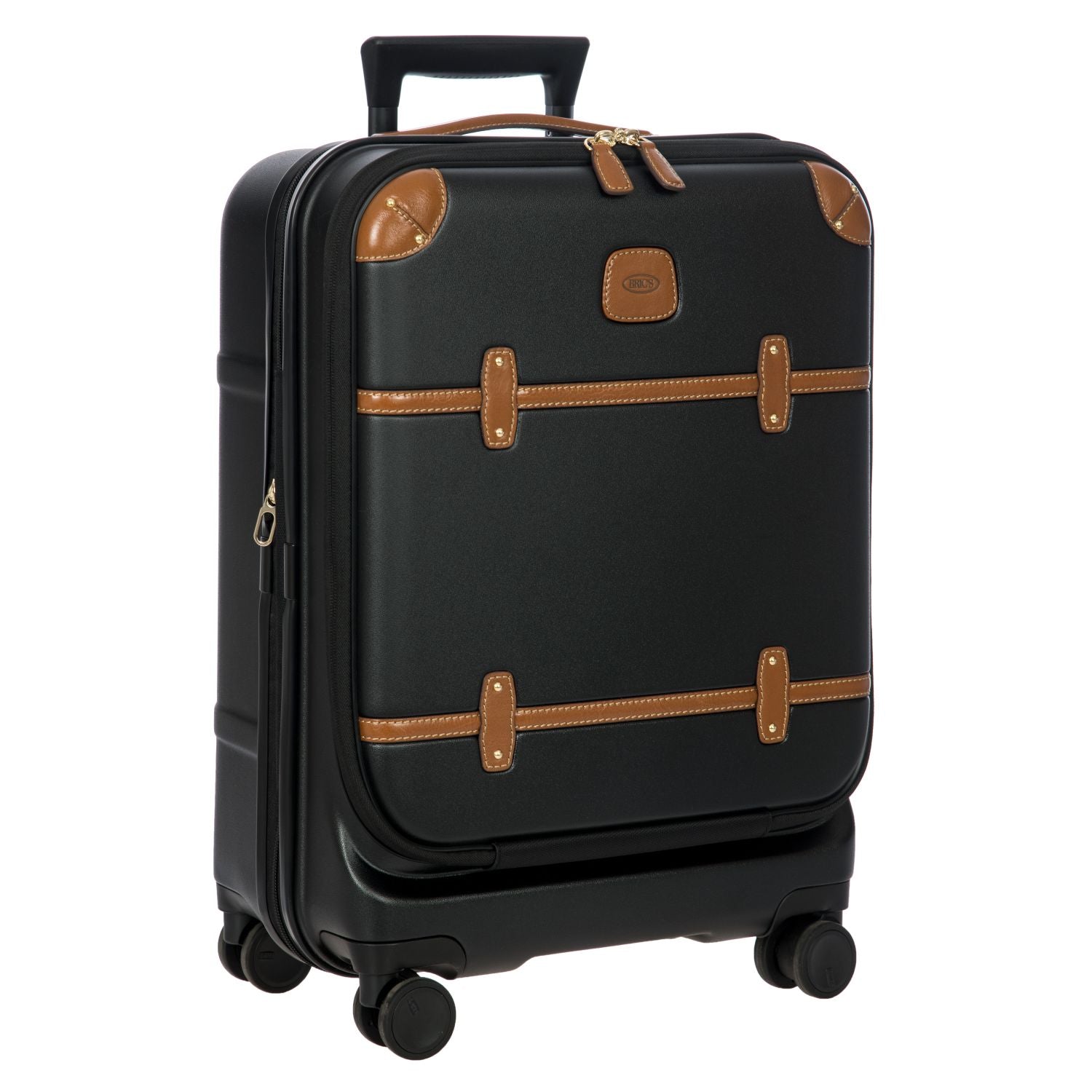 BRIC'S Bellagio 3 21" Expandable Carry-On Luggage Spinner + Pocket with USB (Black)