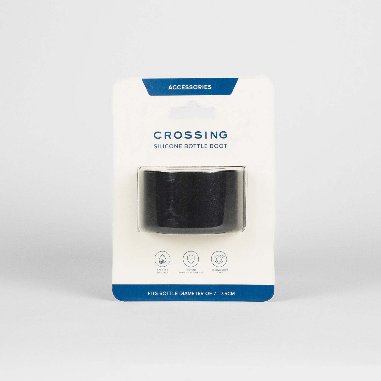 Crossing Silicone Water Bottle Boot - Fits Diameter 7-7.5cm (550ml) Blistered Pack - Black