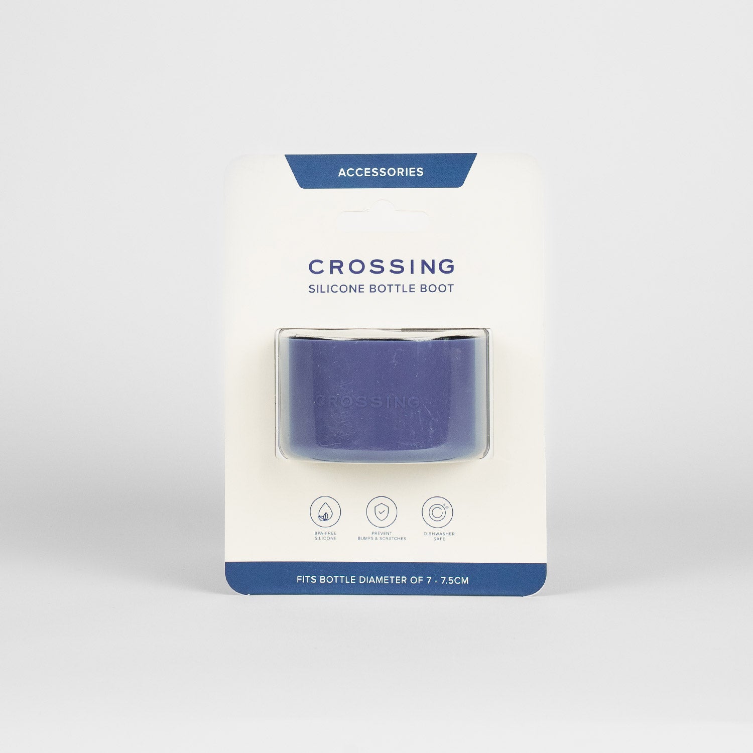 Crossing Silicone Water Bottle Boot - Fits Diameter 7-7.5cm (550ml) Blistered Pack - Dark Blue