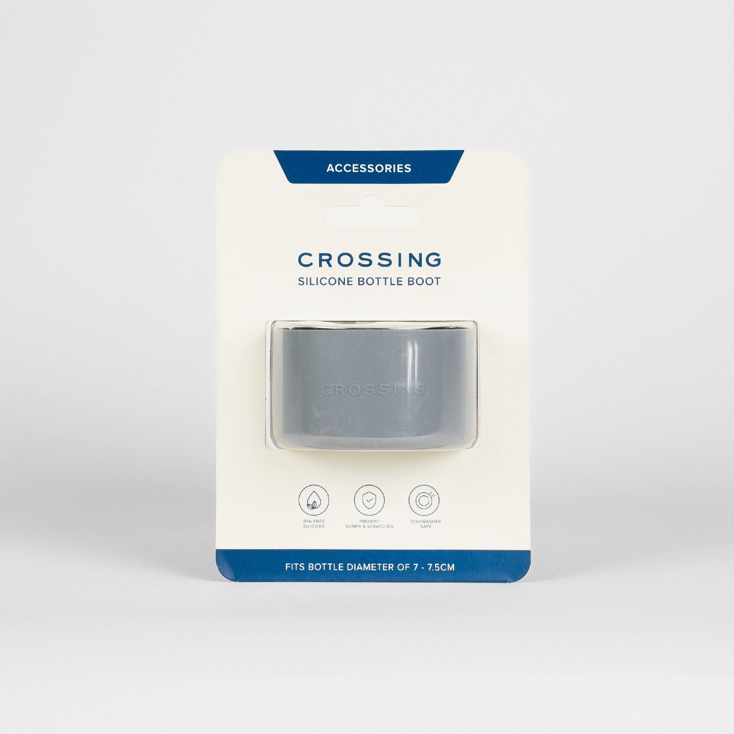 Crossing Silicone Water Bottle Boot - Fits Diameter 7-7.5cm (550ml) Blistered Pack - Gray