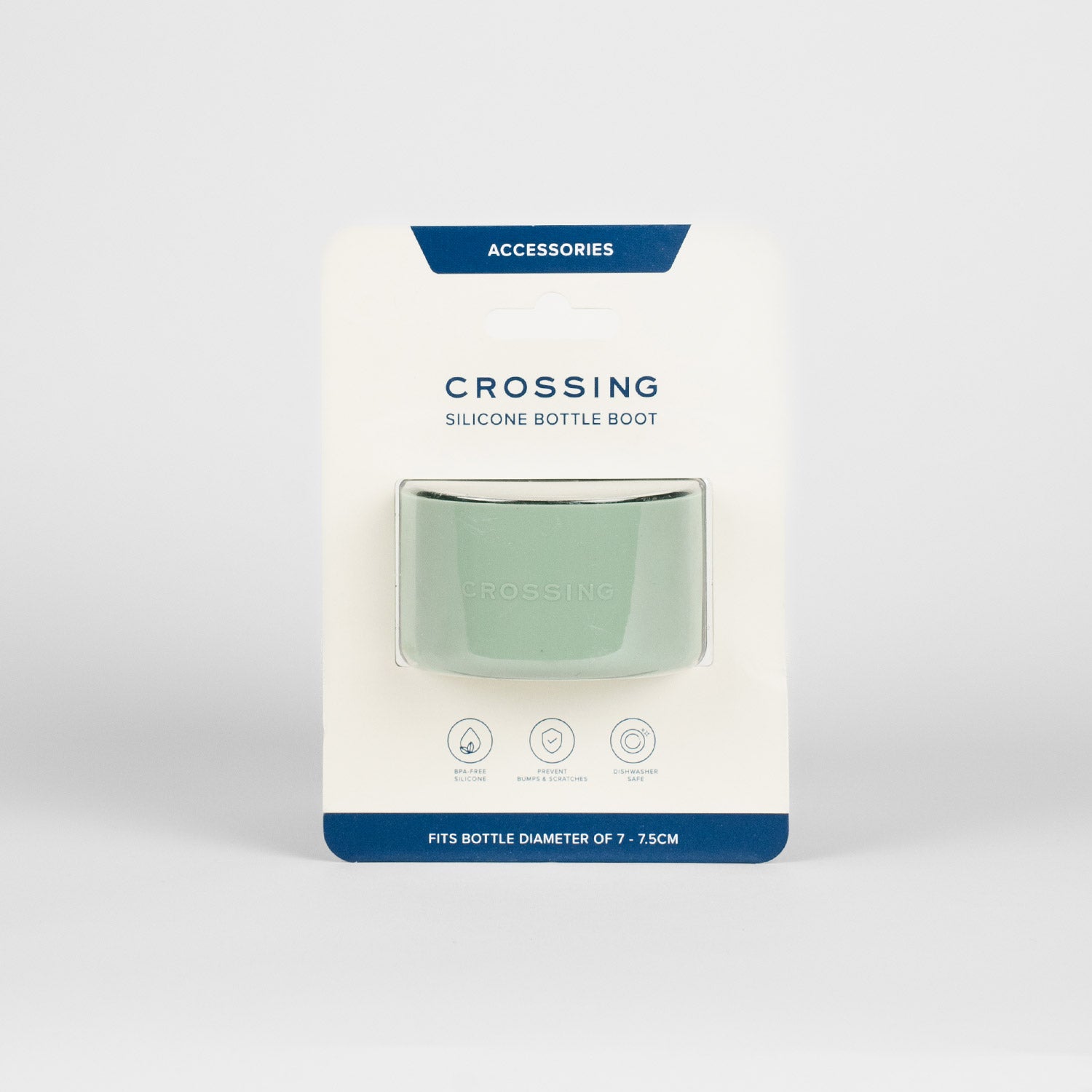 Crossing Silicone Water Bottle Boot - Fits Diameter 7-7.5cm (550ml) Blistered Pack - Sage Green