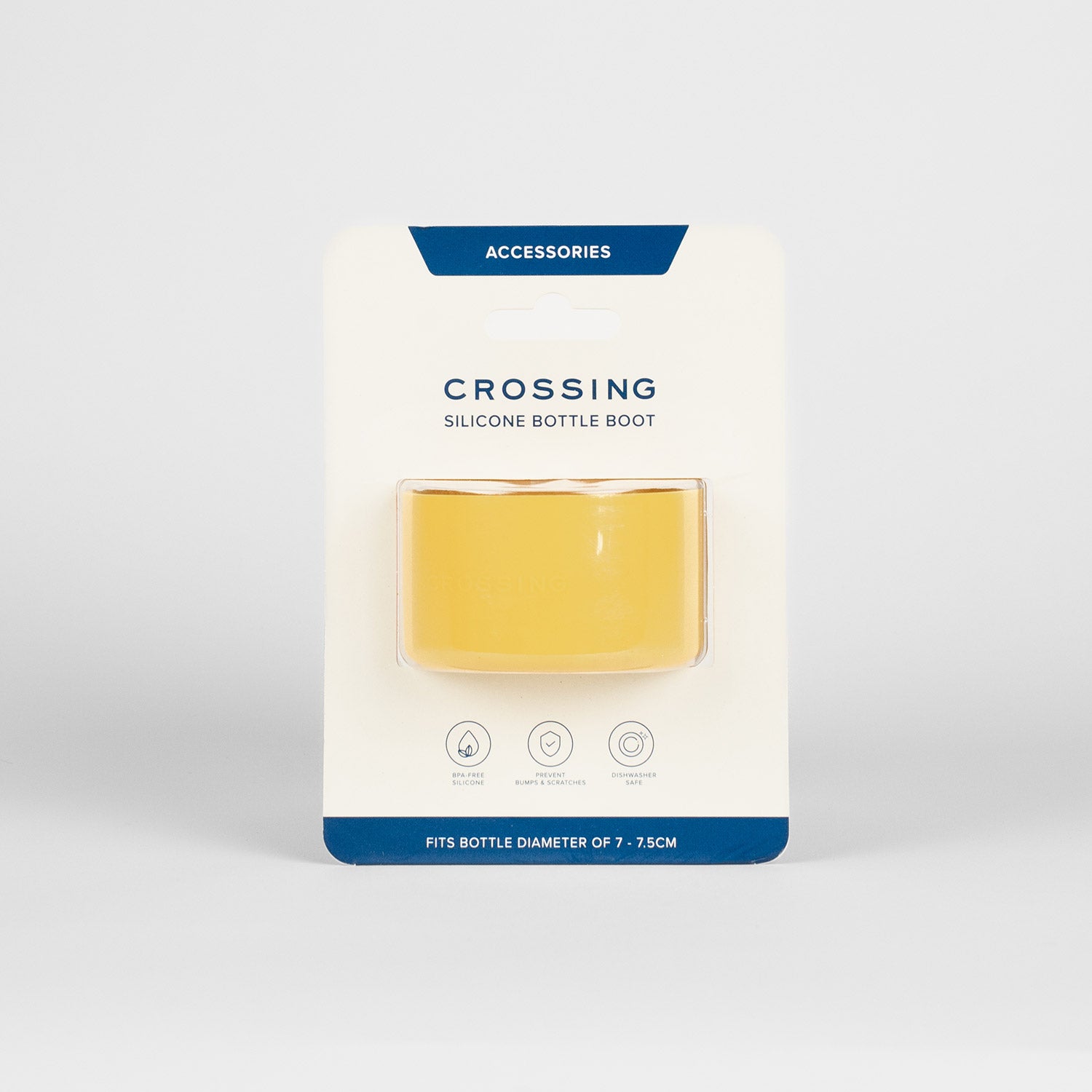 Crossing Silicone Water Bottle Boot - Fits Diameter 7-7.5cm (550ml) Blistered Pack - Yellow
