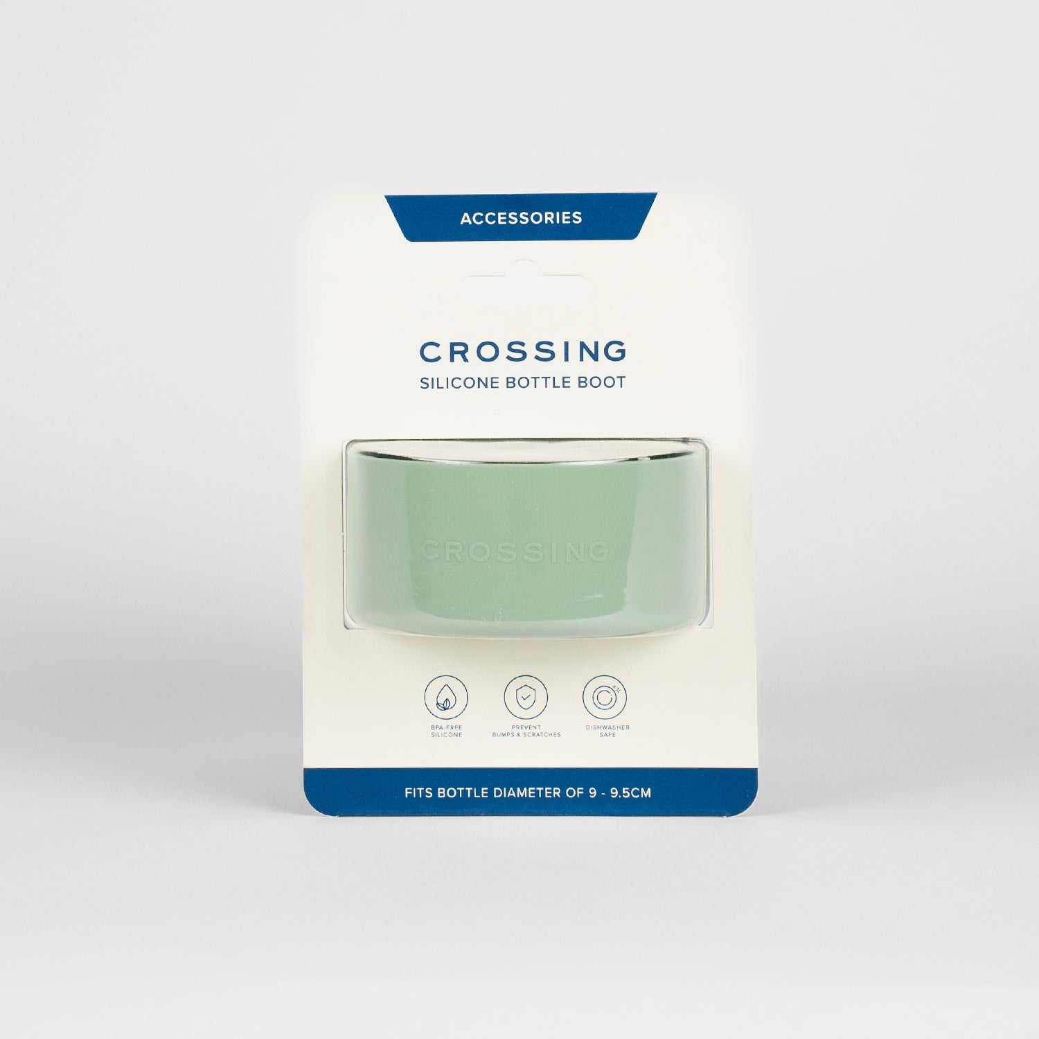 Crossing Silicone Water Bottle Boot - Fits Diameter 8-8.5cm (780ml) Blistered Pack - Sage Green