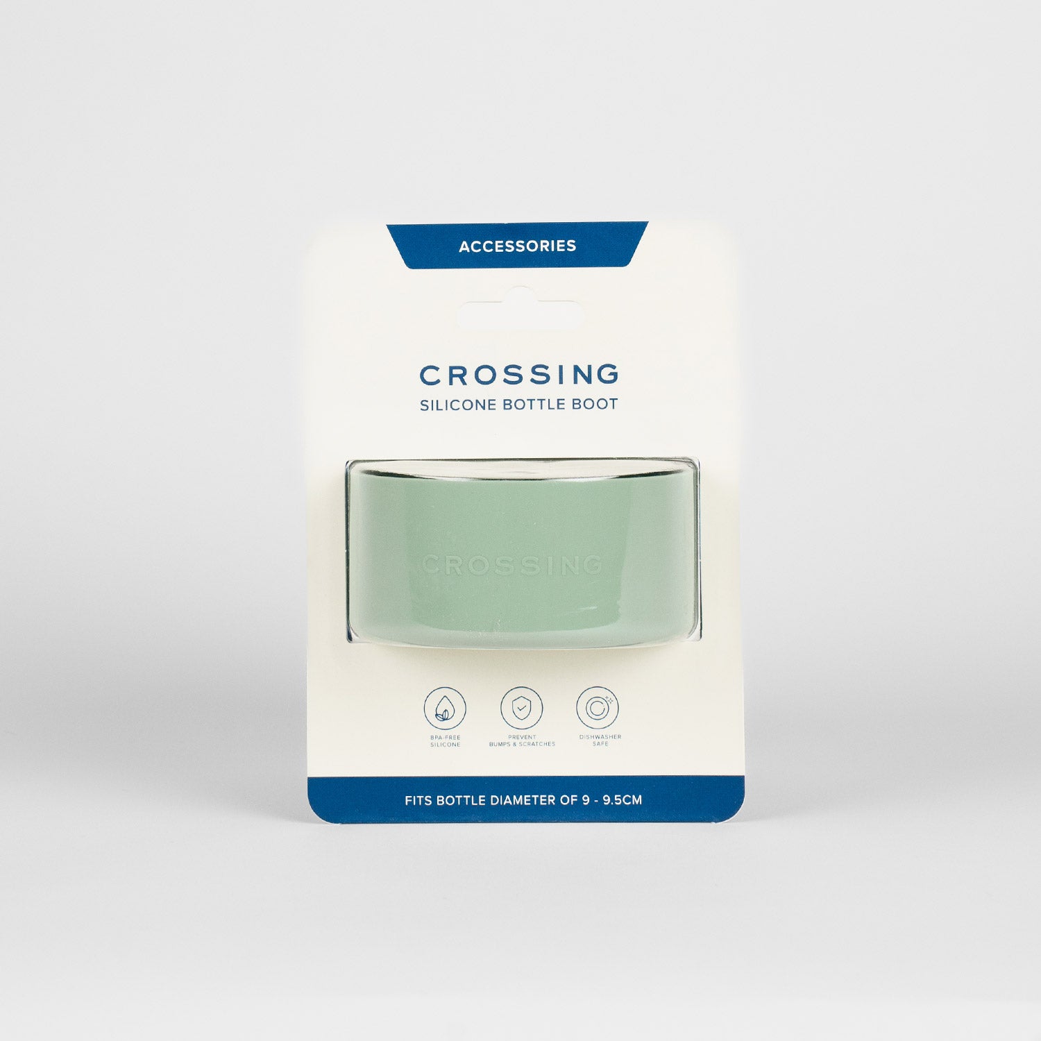 Crossing Silicone Water Bottle Boot - Fits Diameter 9-9.5cm (1100ml) Blistered Pack - Sage Green