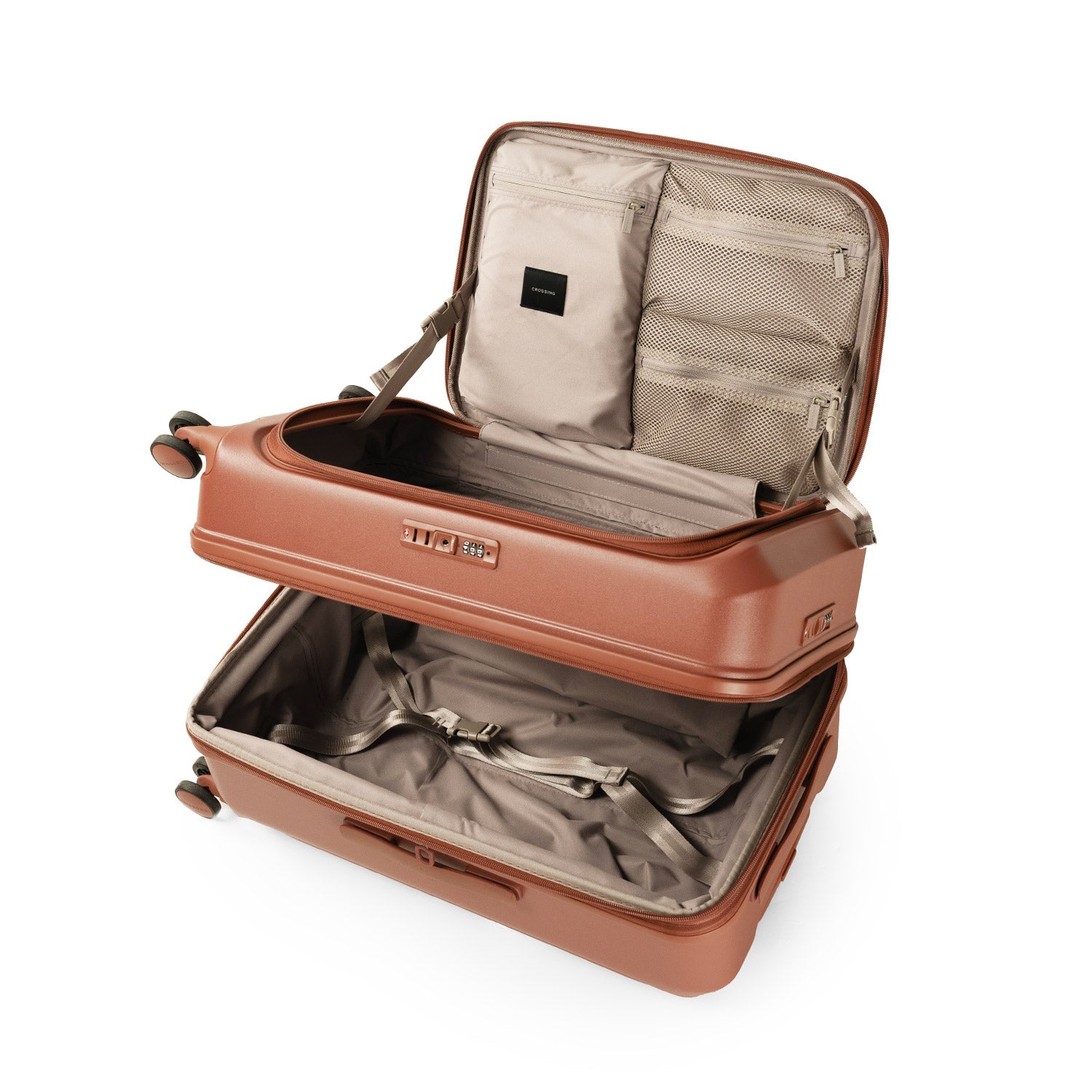 CROSSING INVI TRUNK 26" Medium Expandable Luggage With Front & Middle Access - Brick
