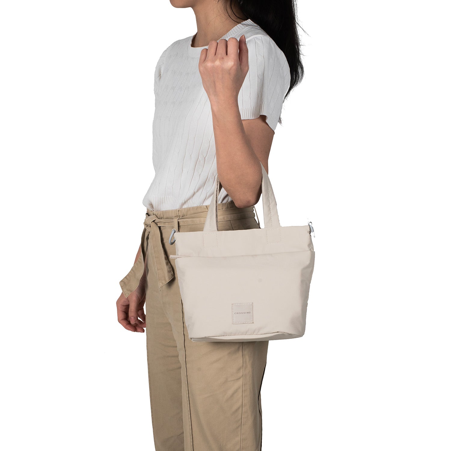 Crossing Jill Anti-Theft RFID Dual Carry Crossbody Bag - Beige