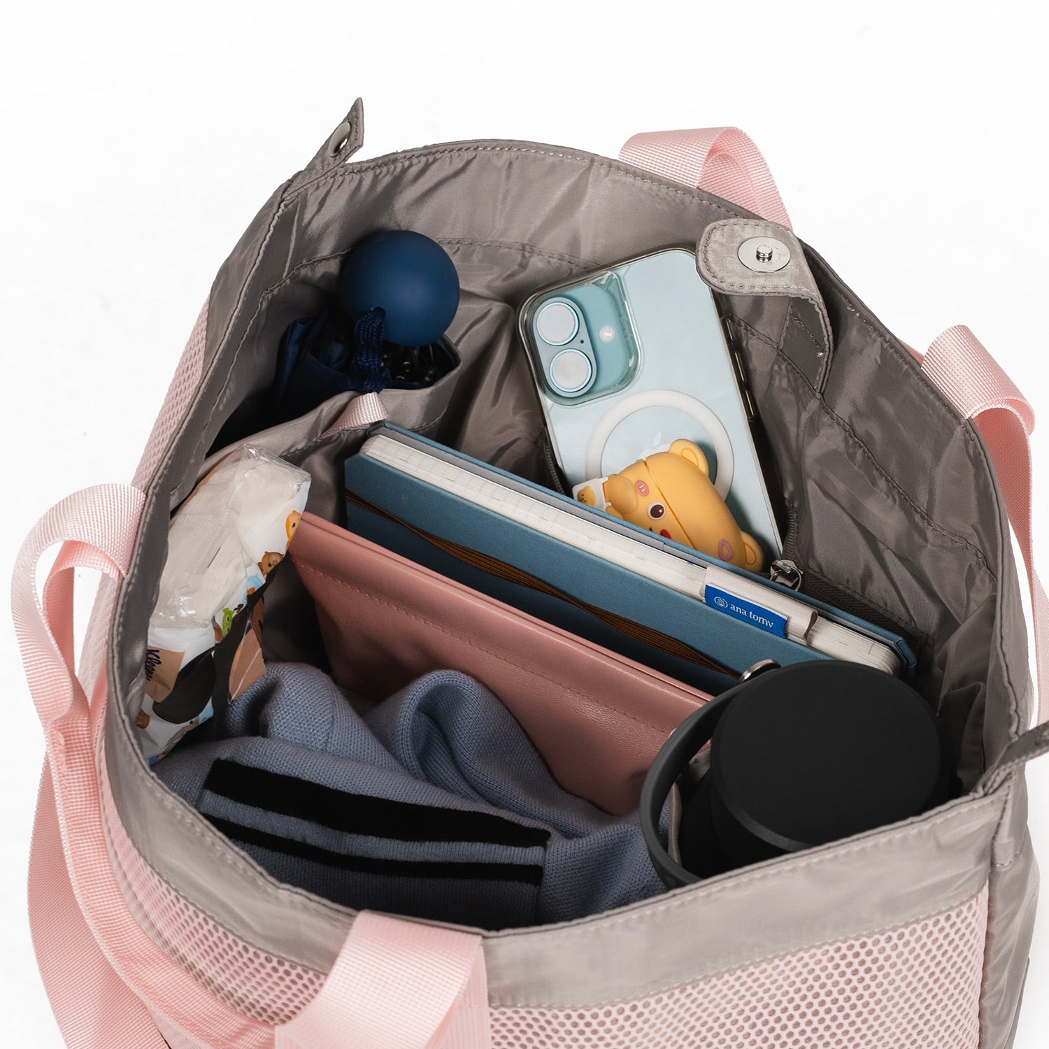 Crossing Meg Dual Carry Mesh Tote Bag - Grey/Pink