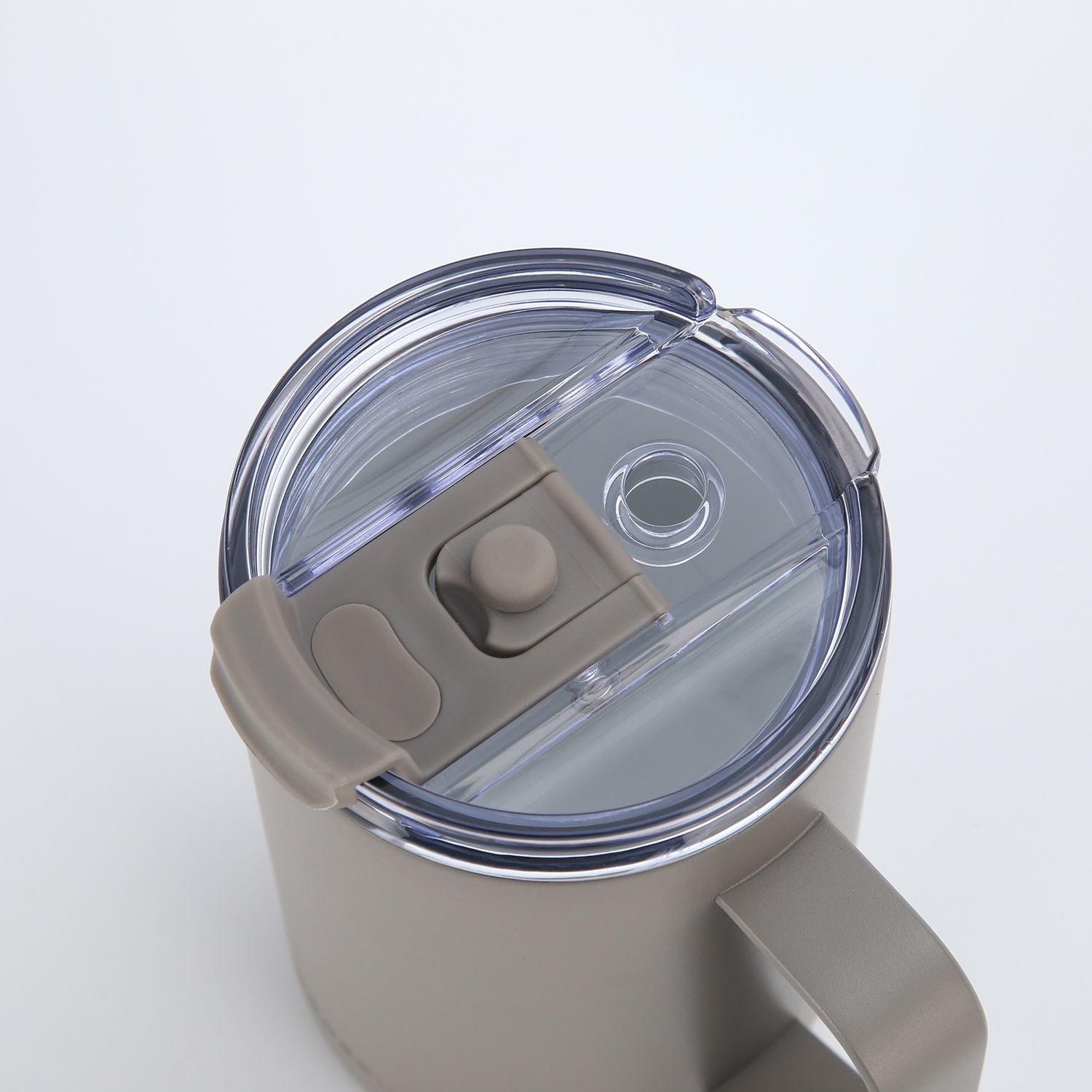 Crossing Neo Insulated S/S Leakproof Ceramic Mug W Handle And Lid 400ml - Latte (Light Grey)