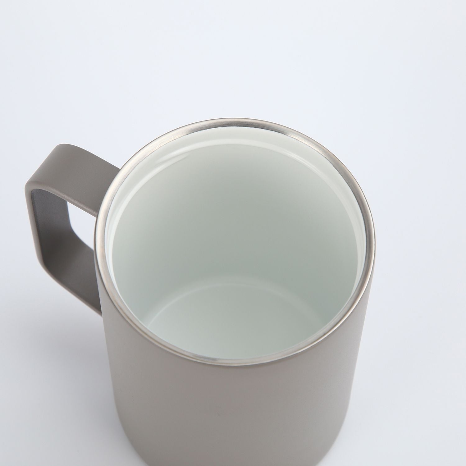 Crossing Neo Insulated S/S Leakproof Ceramic Mug W Handle And Lid 400ml - Latte (Light Grey)