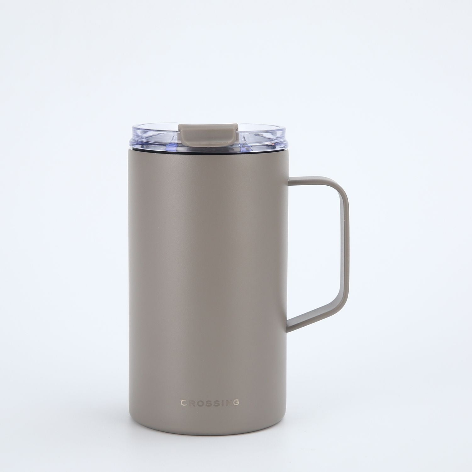 Crossing Neo Insulated S/S Leakproof Ceramic Mug W Handle And Lid 500ml - Latte (Light Grey)