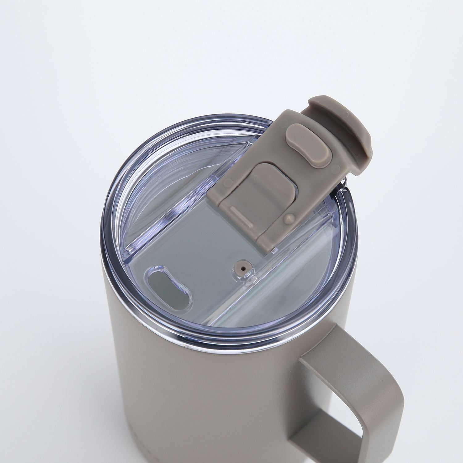 Crossing Neo Insulated S/S Leakproof Ceramic Mug W Handle And Lid 500ml - Latte (Light Grey)