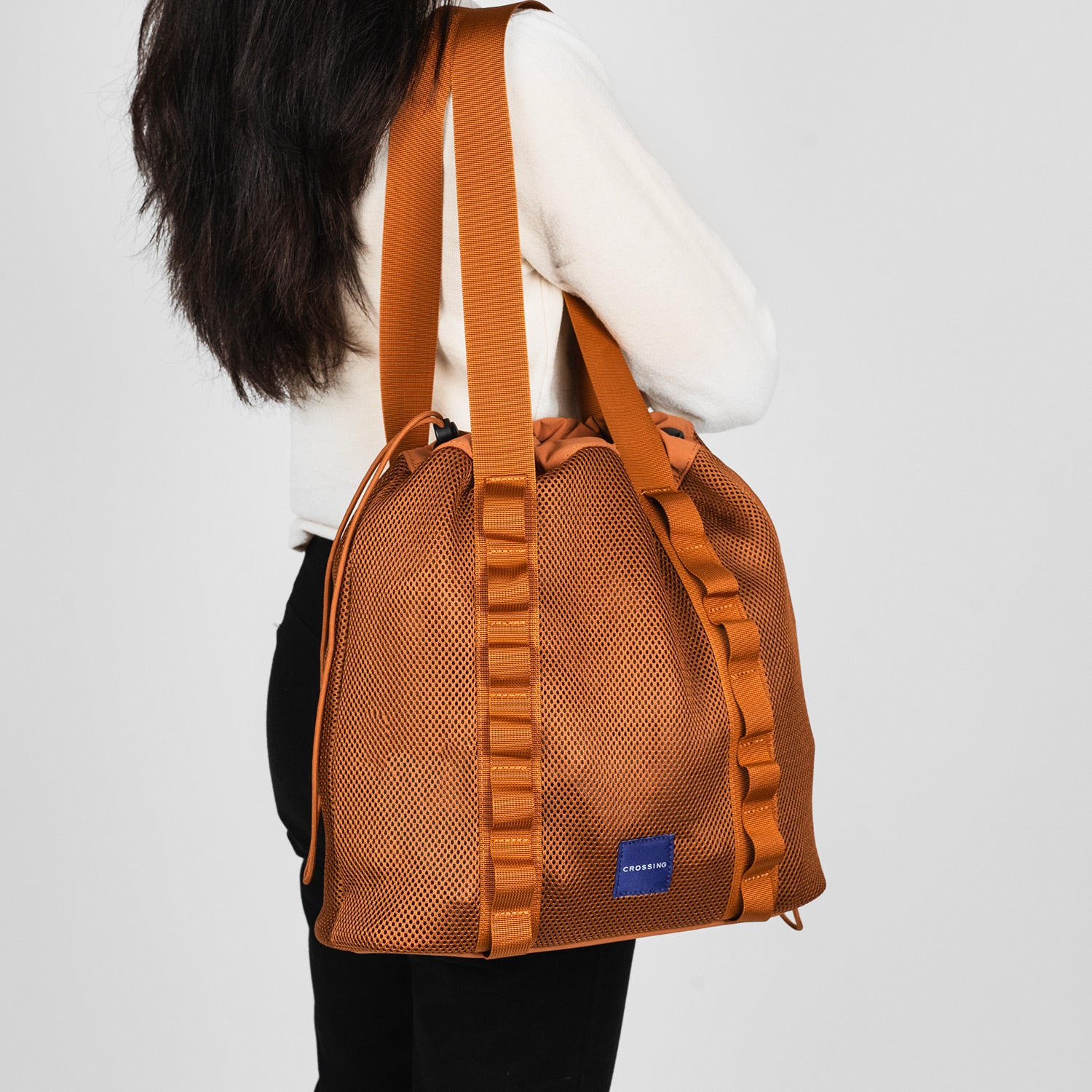 Crossing Noa Drawstring Mesh Tote Bag - Orange