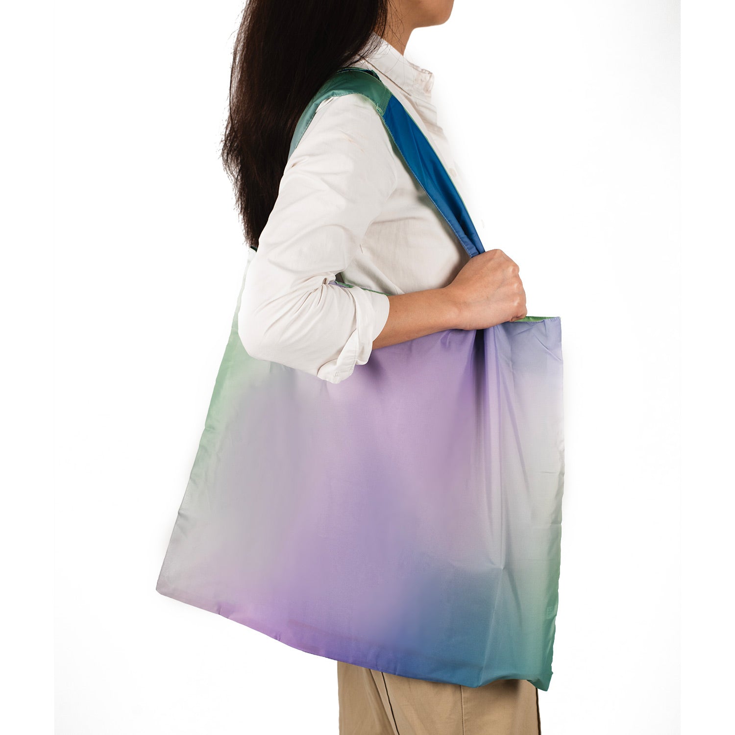 Crossing Recycled Foldable Bag - Ombre Dream - Lime/Purple