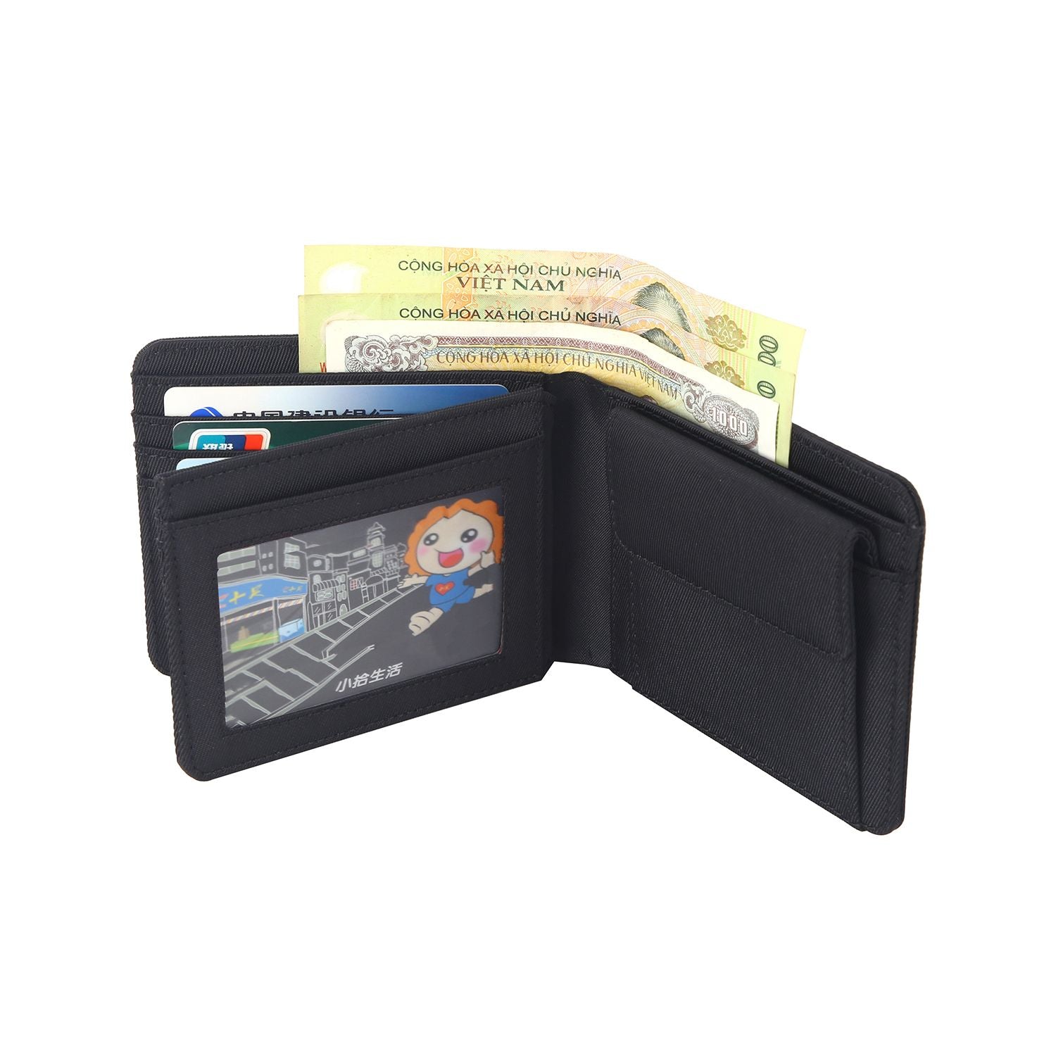 Crossing RFID Bifold Wallet with Coin Pocket & Card Flap V2 - Black