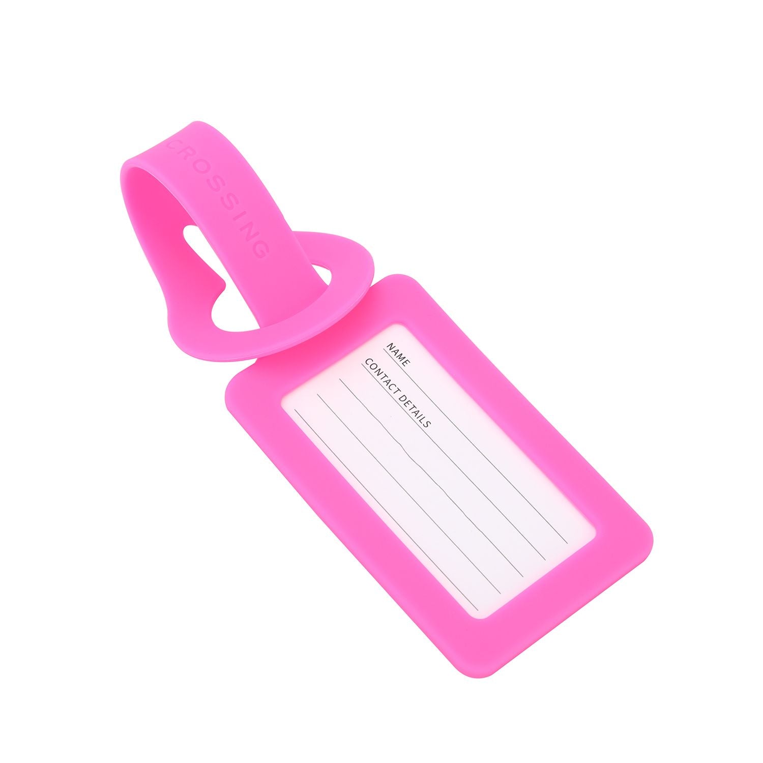 Crossing Silicone Luggage Tag - Neon Pink