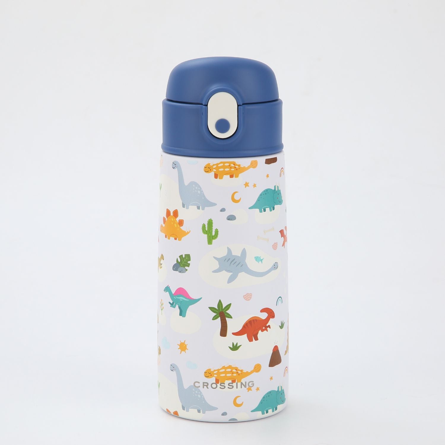 Crossing S/S 316 Kids' Insulated Water Bottle W/Sipper Silicone Straw 400ml - Dino World