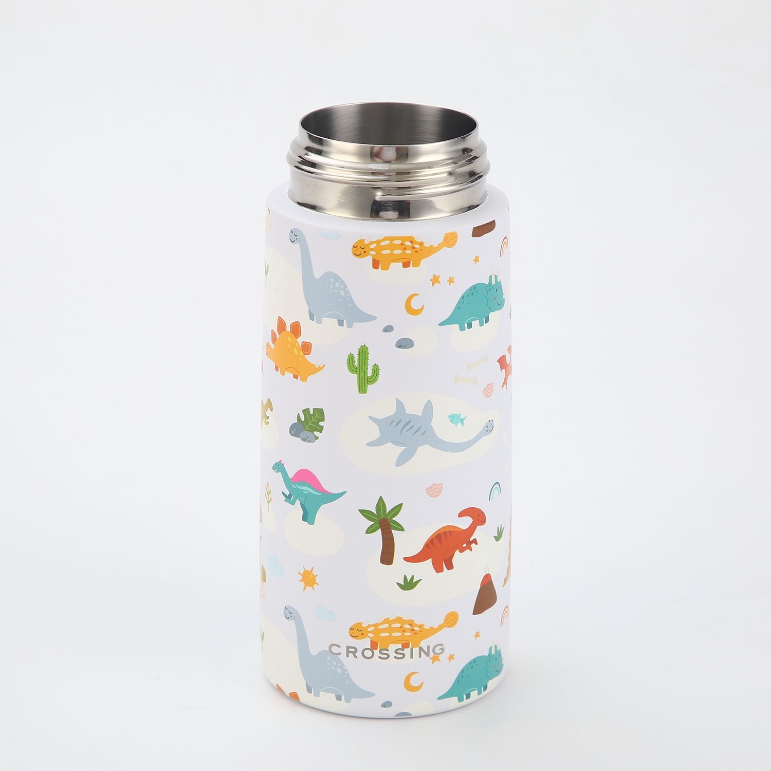 Crossing S/S 316 Kids' Insulated Water Bottle W/Sipper Silicone Straw 400ml - Dino World