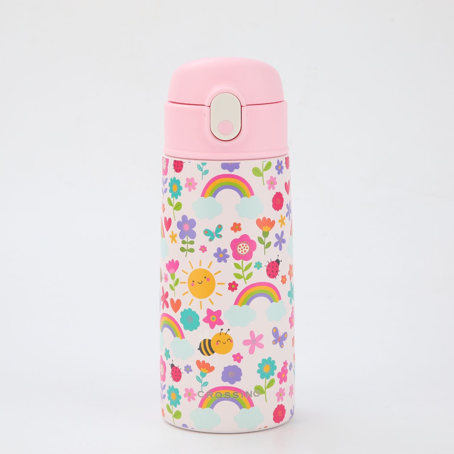 Crossing S/S 316 Kids' Insulated Water Bottle W/Sipper Silicone Straw 500ml - Happy Bee