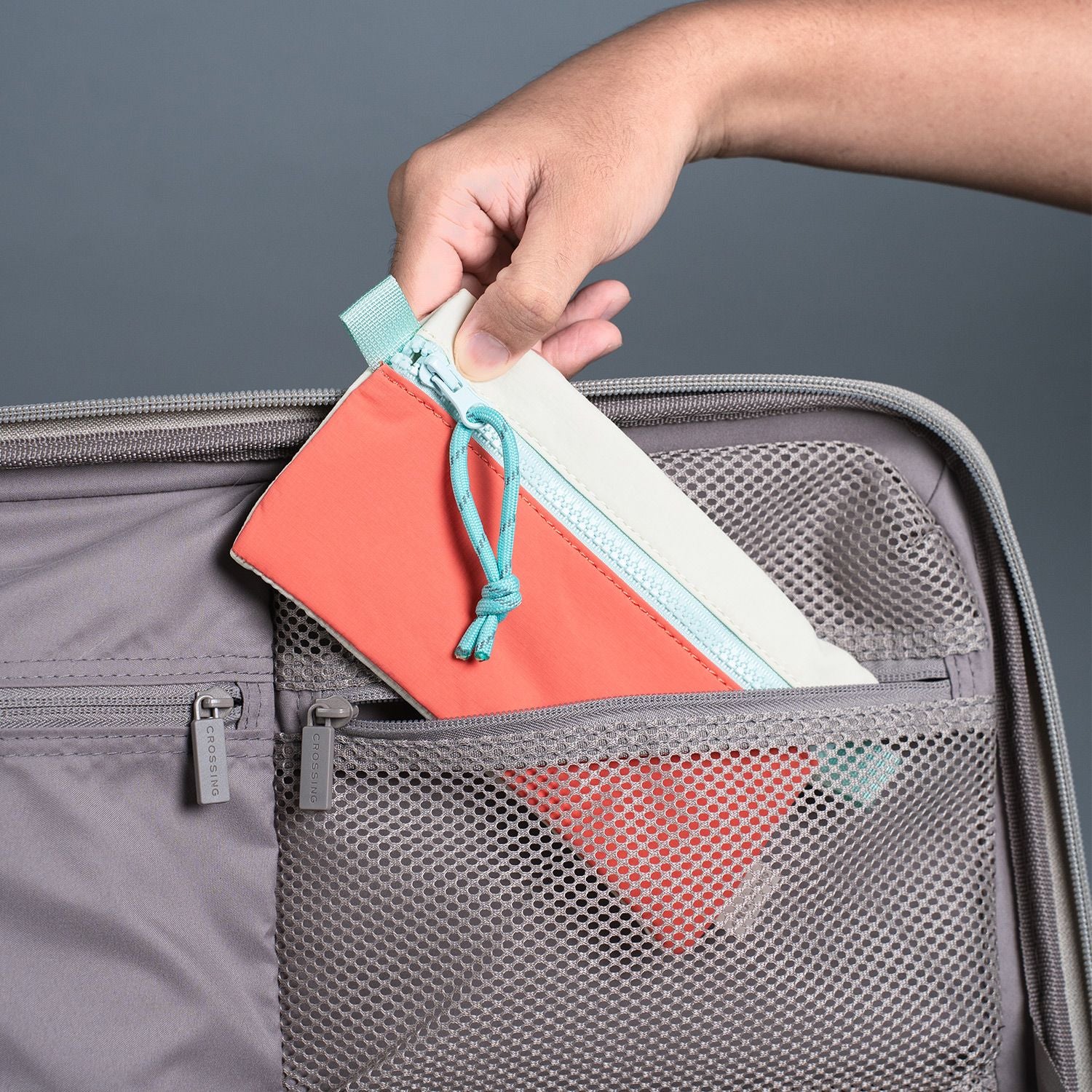 Crossing Tessa Colour Block Pouch Small - Coral/White Beige