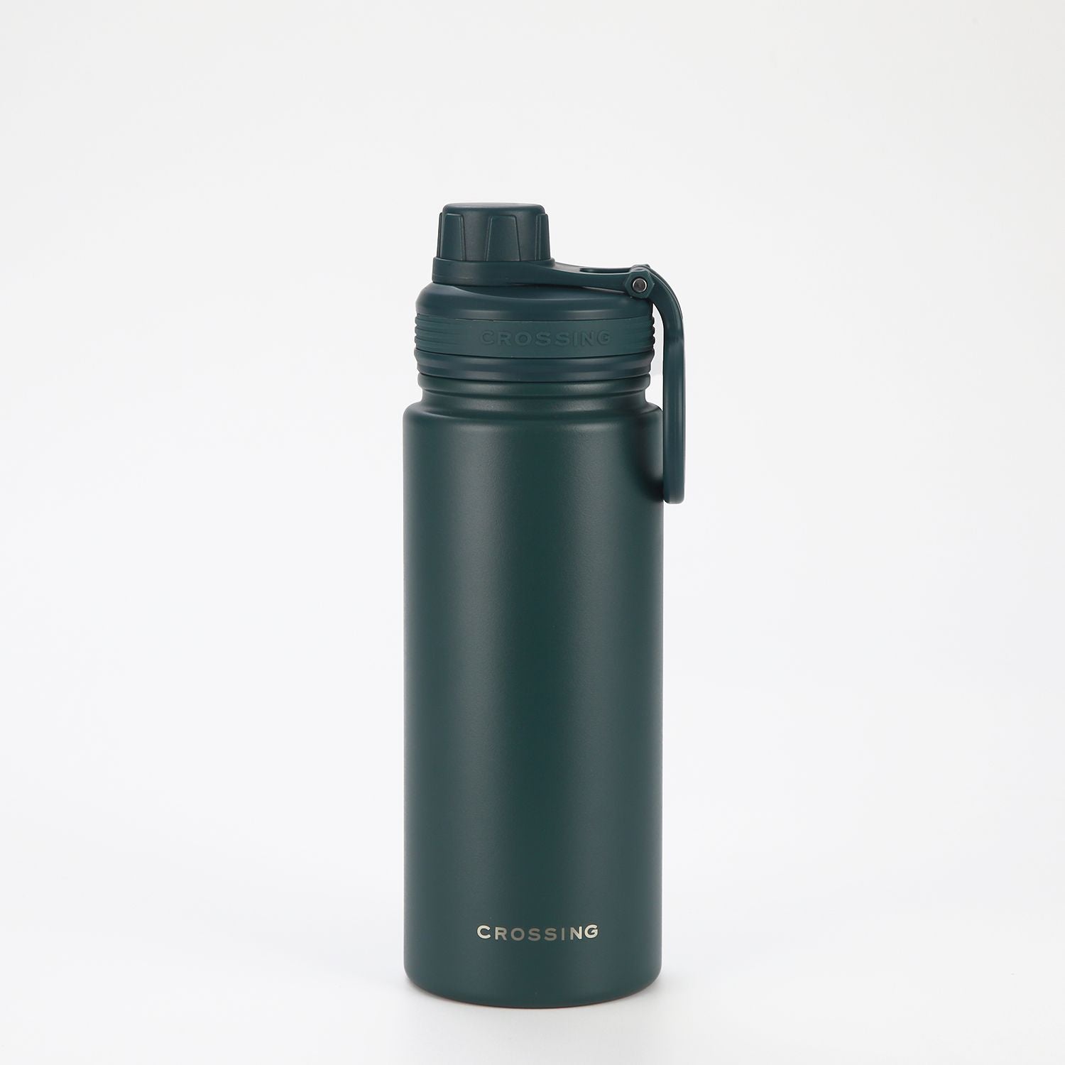 Crossing Urban Ceramic S/S Insulated Screw Cap Sports Bottle With Handle 600ml - Squash (Dark Green)