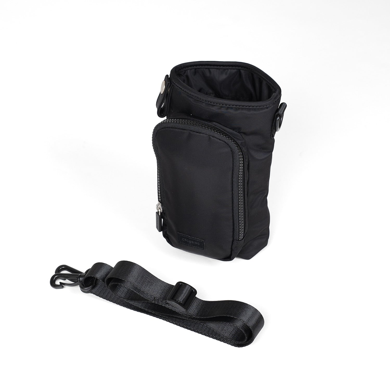 Crossing Water Bottle Crossbody Bag With  Front Pocket 2L - Black