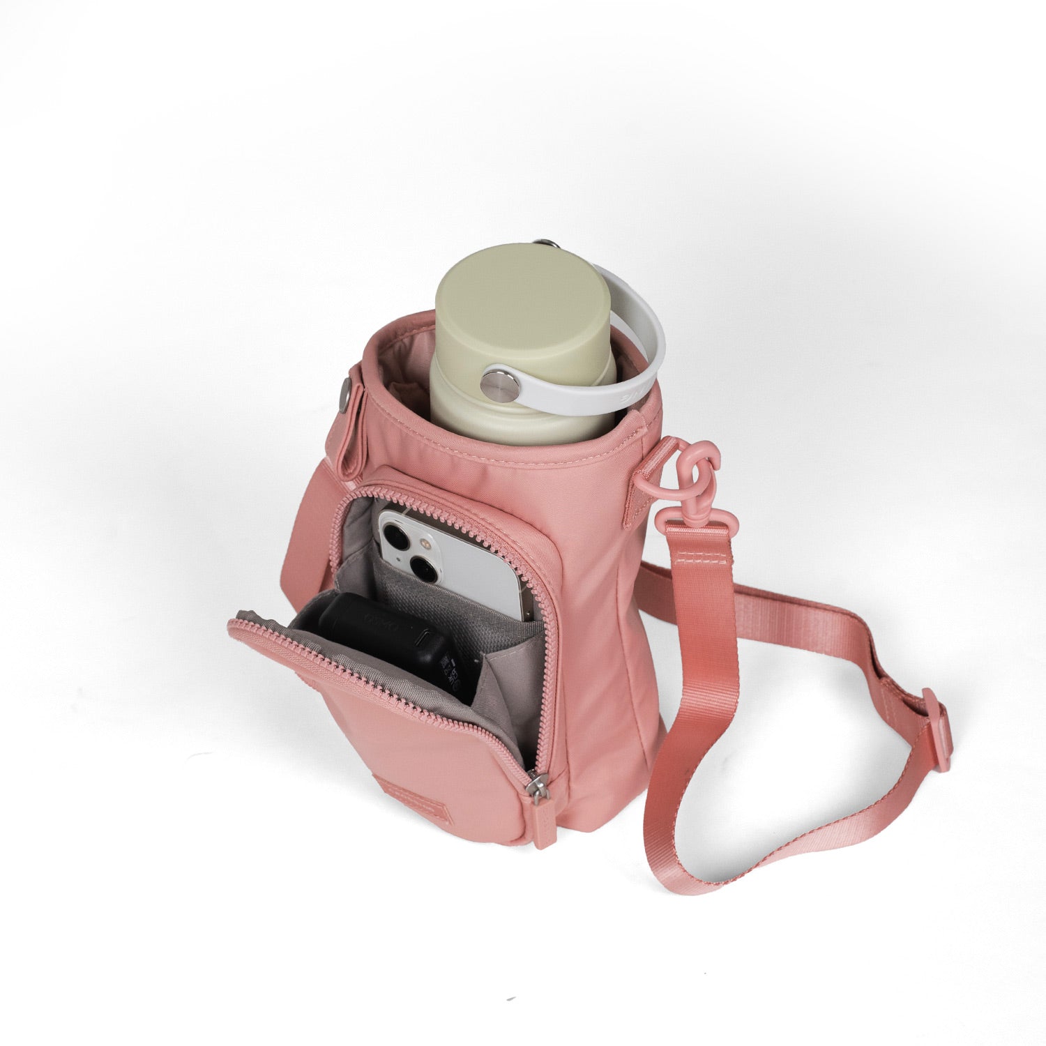 Crossing Water Bottle Crossbody Bag With  Front Pocket 2L - Dusty Pink